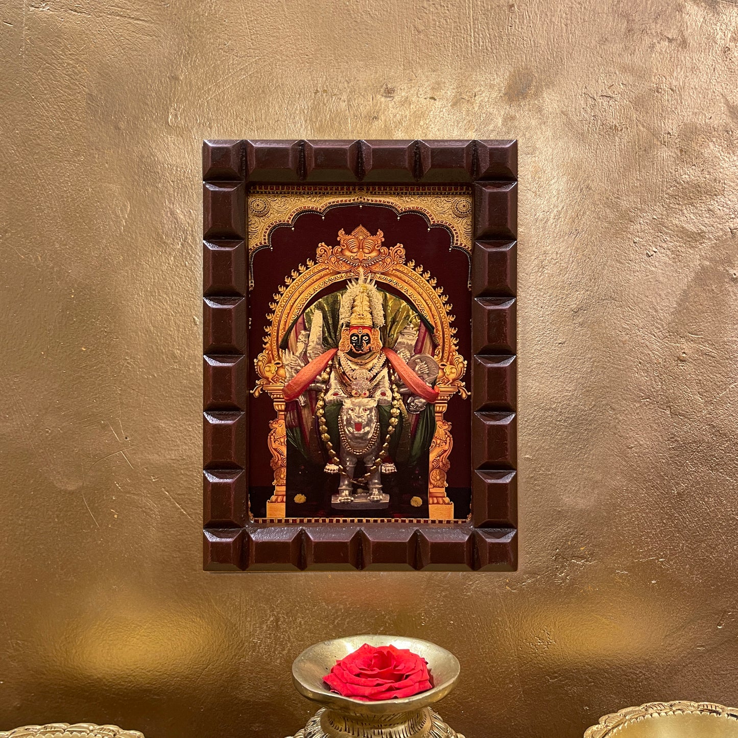Gold Leafed Banashankari Devi in Wooden Frame