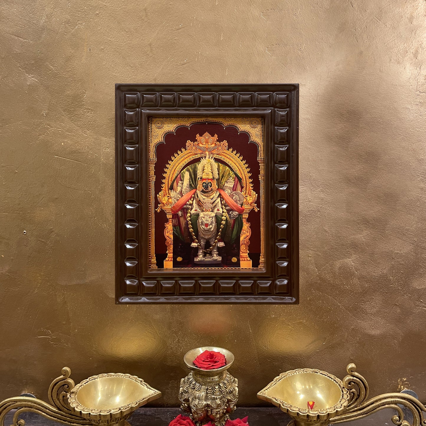 Gold Leafed Banashankari Devi in Wooden Frame