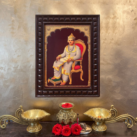 Basaveshwara Gold Leafed Art | Basavanna Spiritual Wall Frame