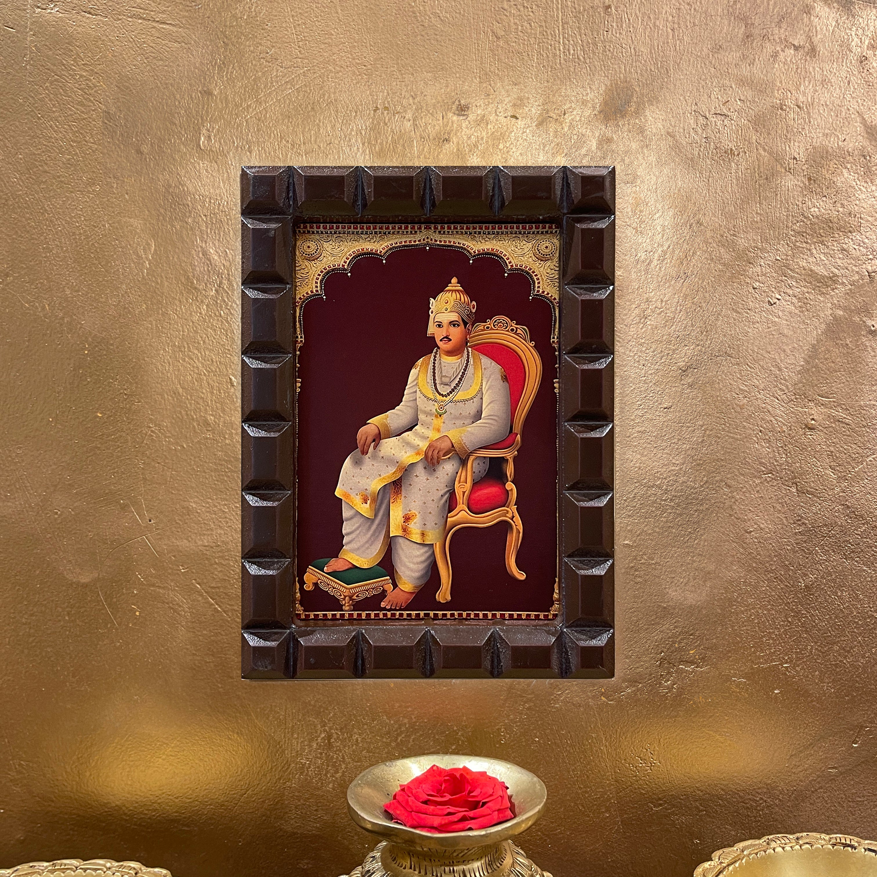 Basaveshwara Gold Leafed Art | Basavanna Spiritual Wall Frame