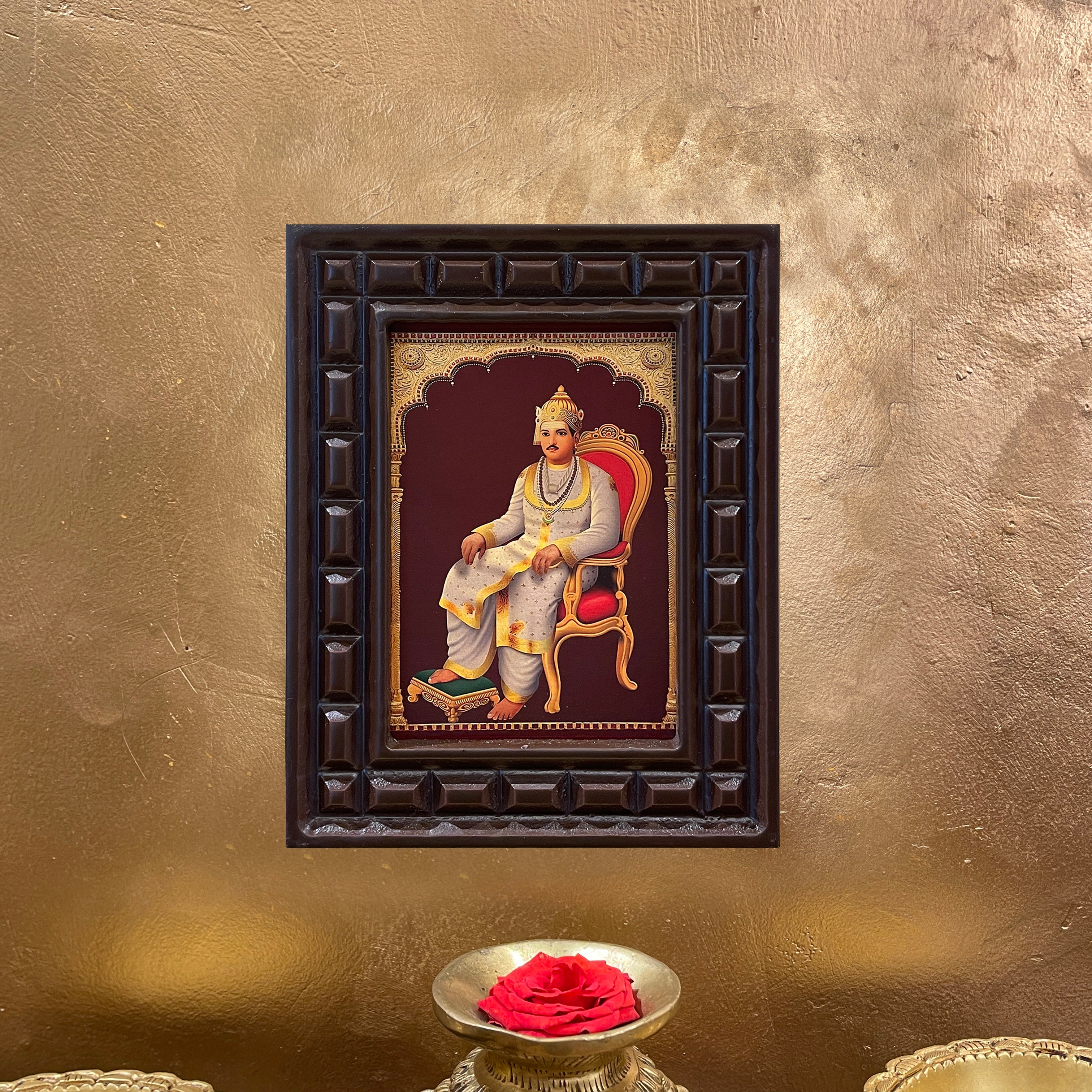 Basaveshwara Gold Leafed Art | Basavanna Spiritual Wall Frame