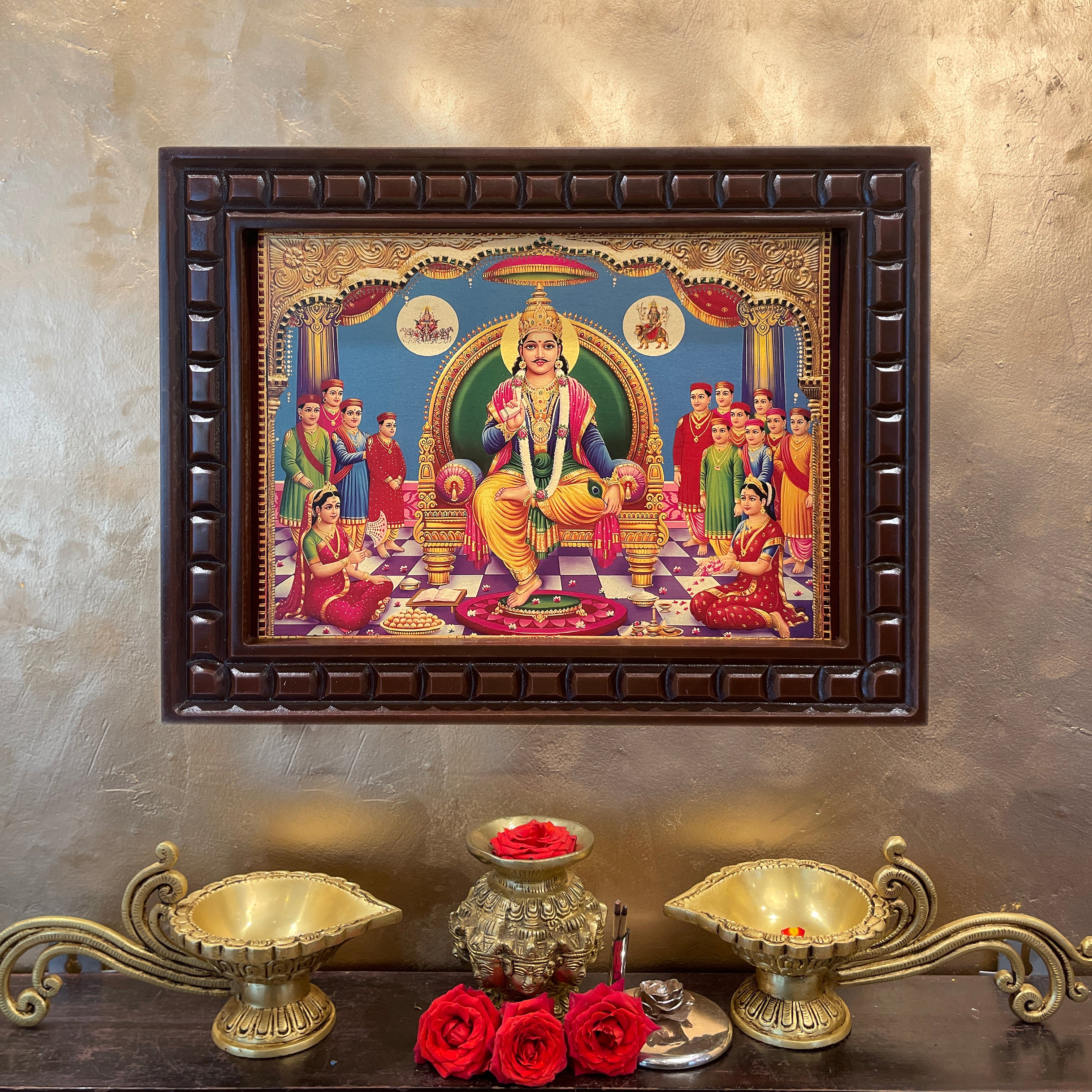 Chitragupta Gold Leaf Art in Wooden Frame