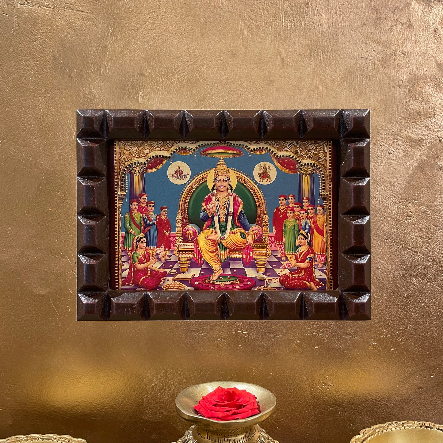 Chitragupta Gold Leaf Art in Wooden Frame