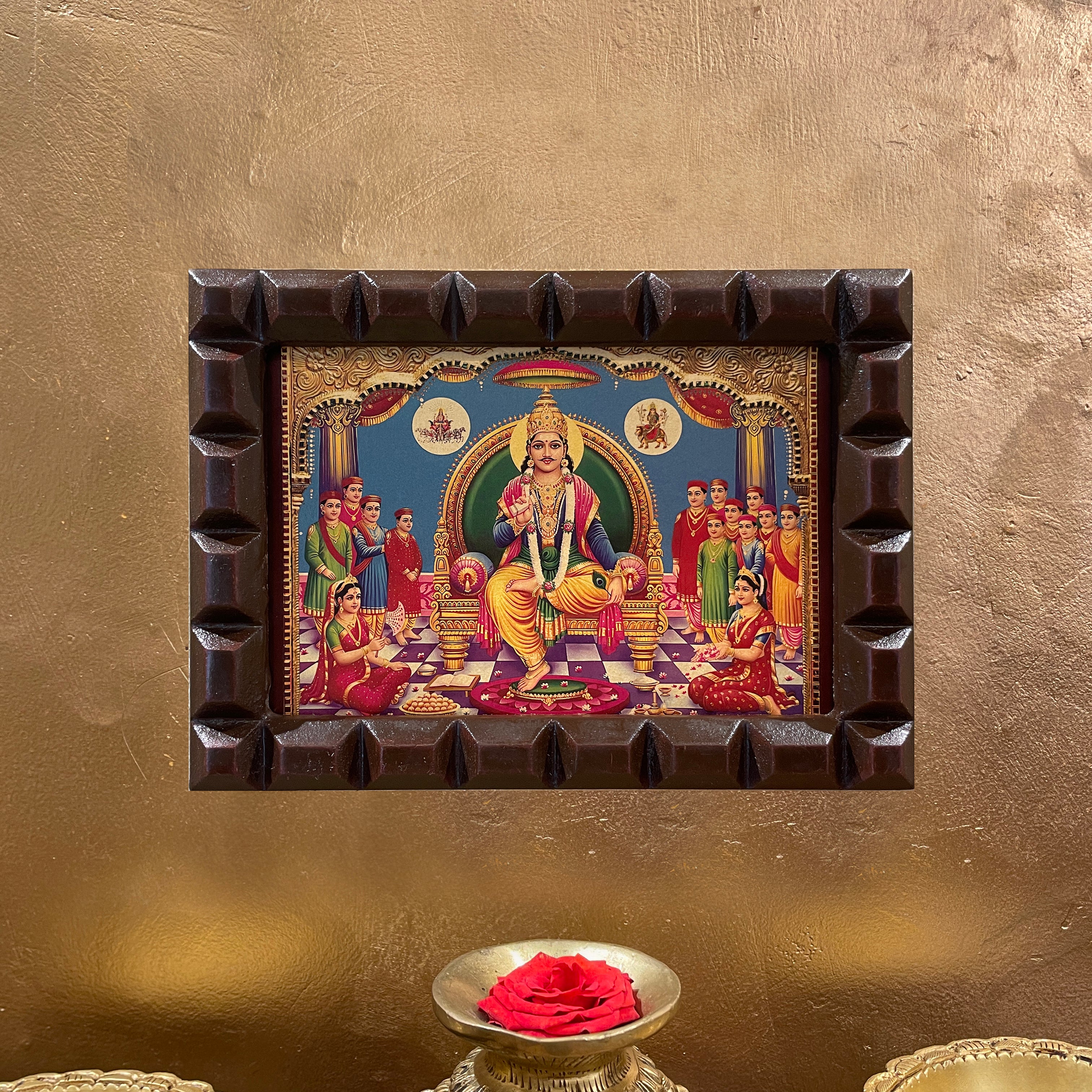 Chitragupta Gold Leaf Art in Wooden Frame
