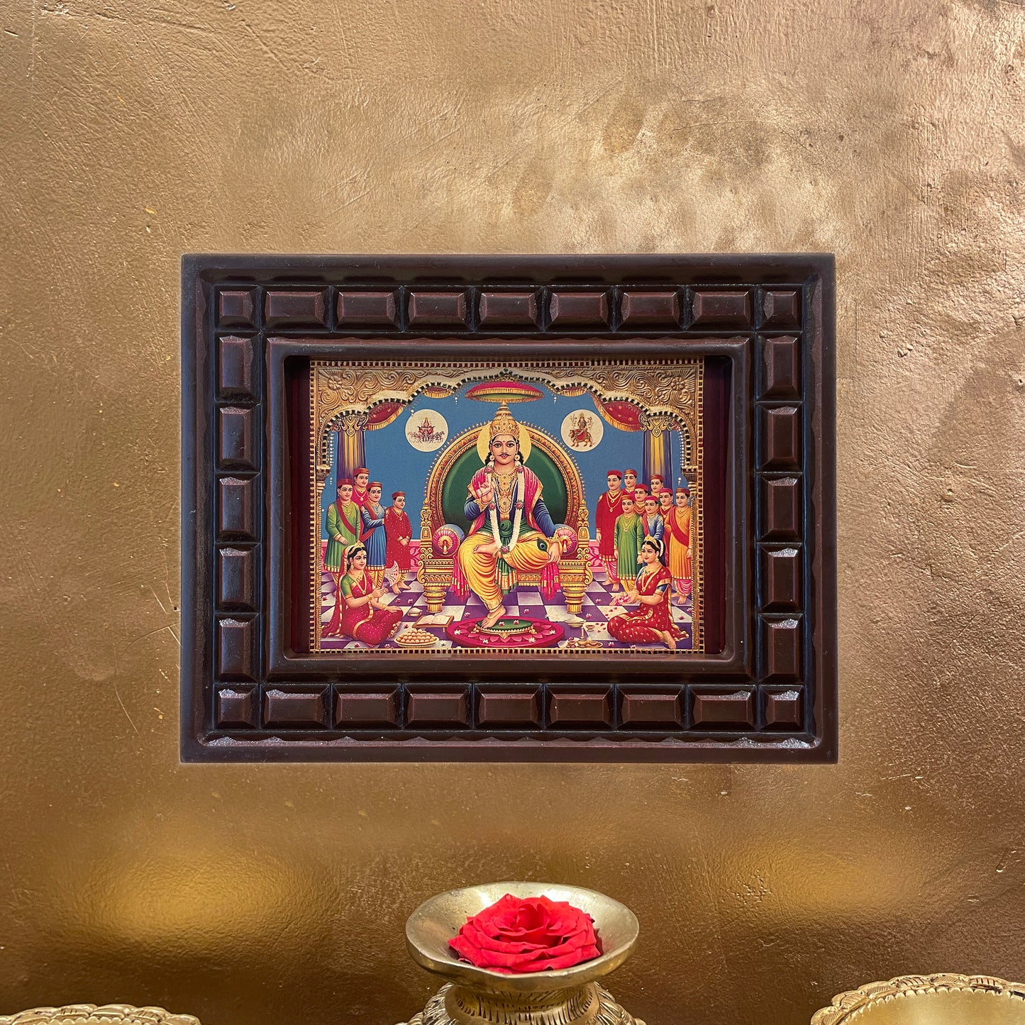 Chitragupta Gold Leaf Art in Wooden Frame