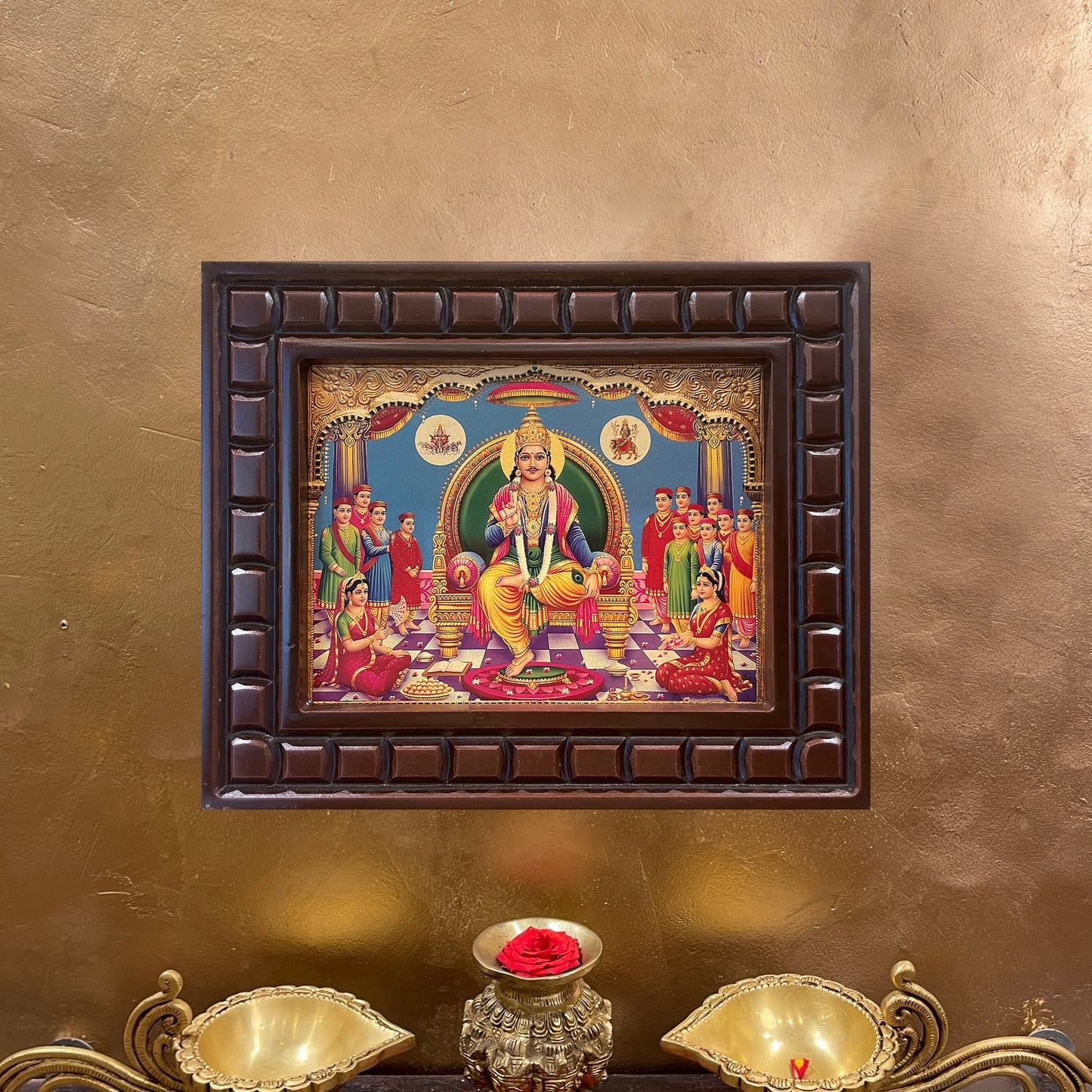 Chitragupta Gold Leaf Art in Wooden Frame