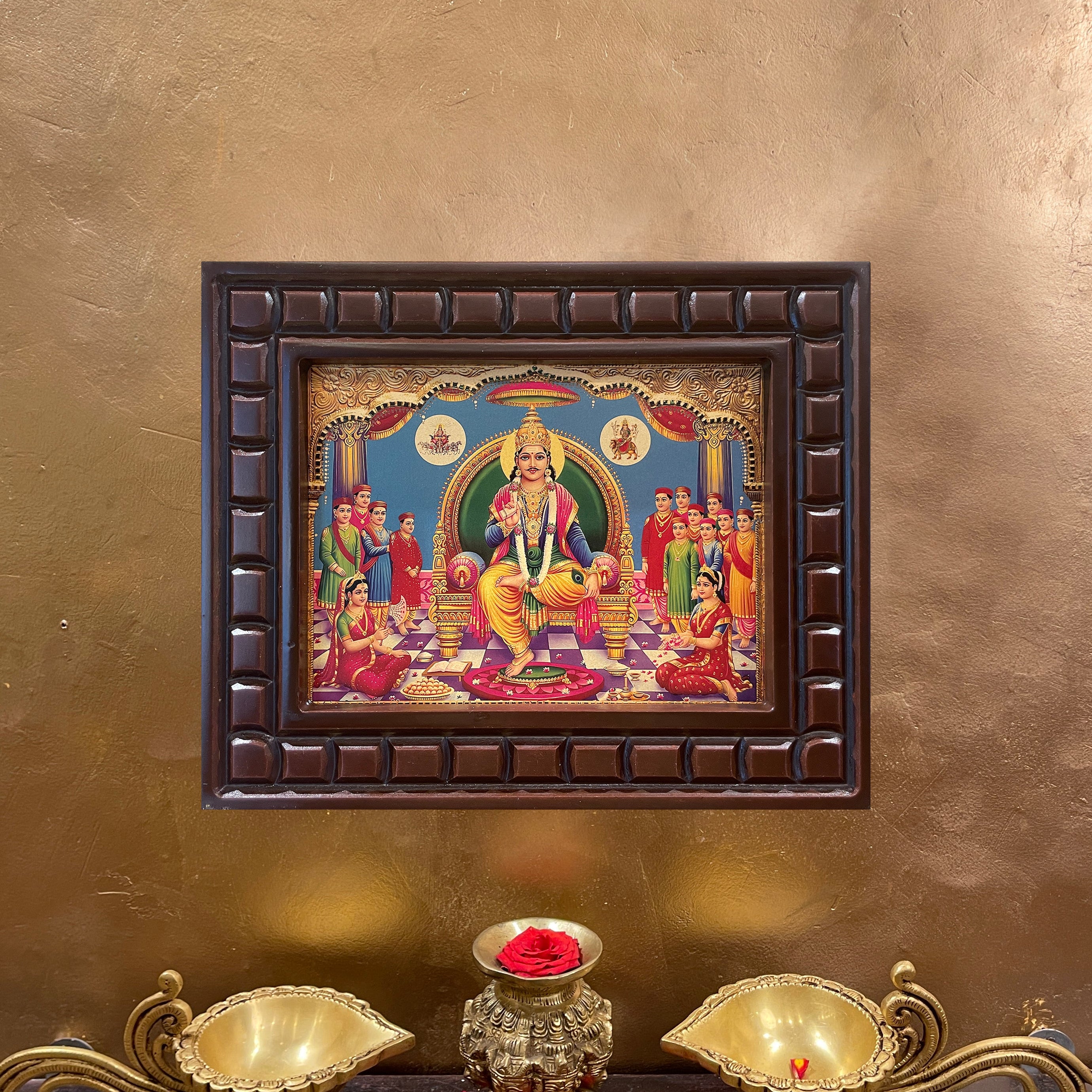 Chitragupta Gold Leaf Art in Wooden Frame
