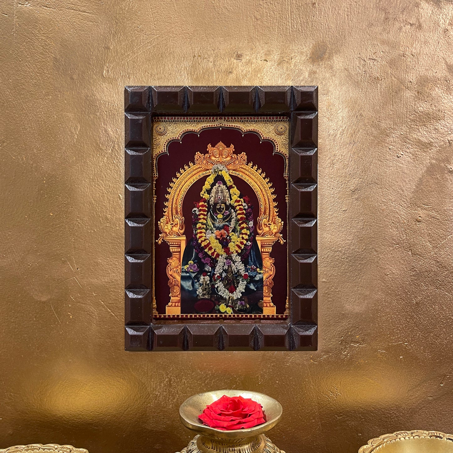 Sri Choudeshwari Devi Gold Leafed Art | Shakti Devotional Wall Frame