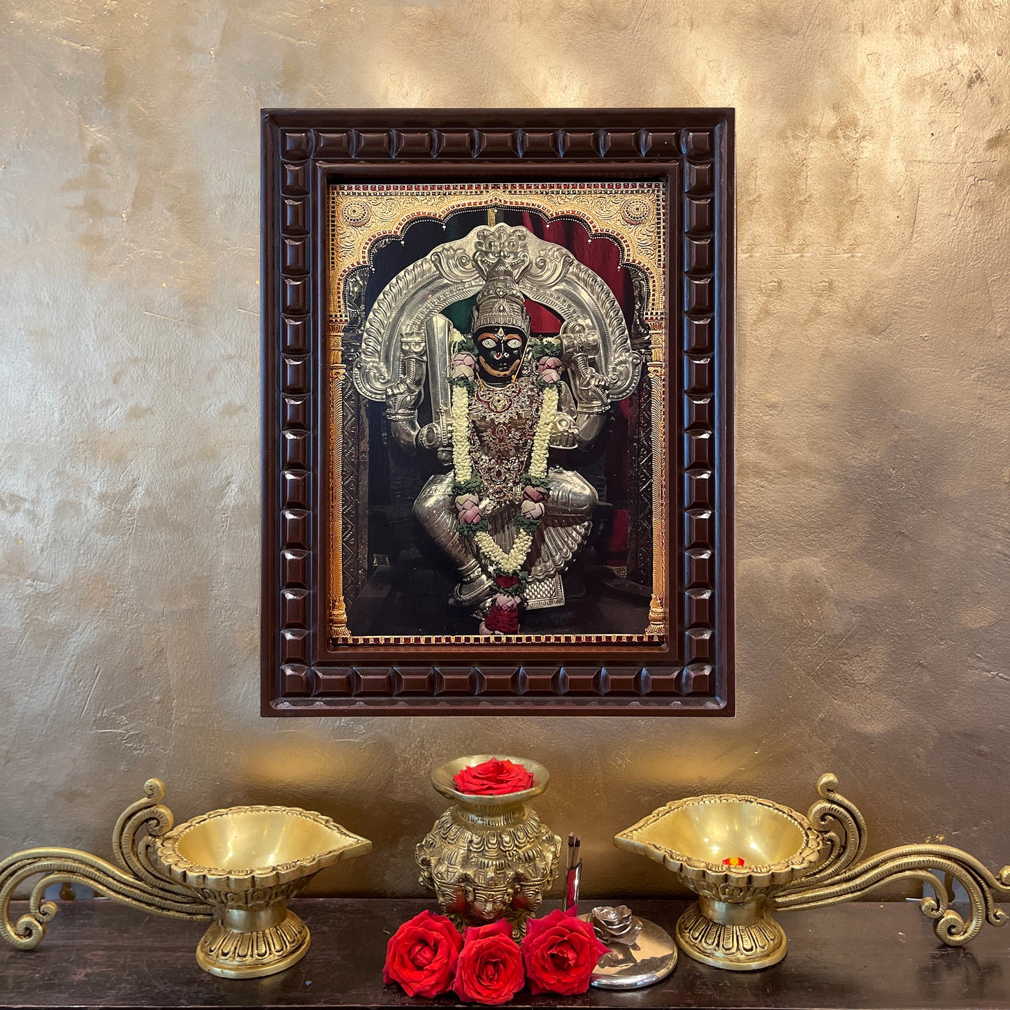 Gold Leafed Choudeshwari Devi in wooden Frame