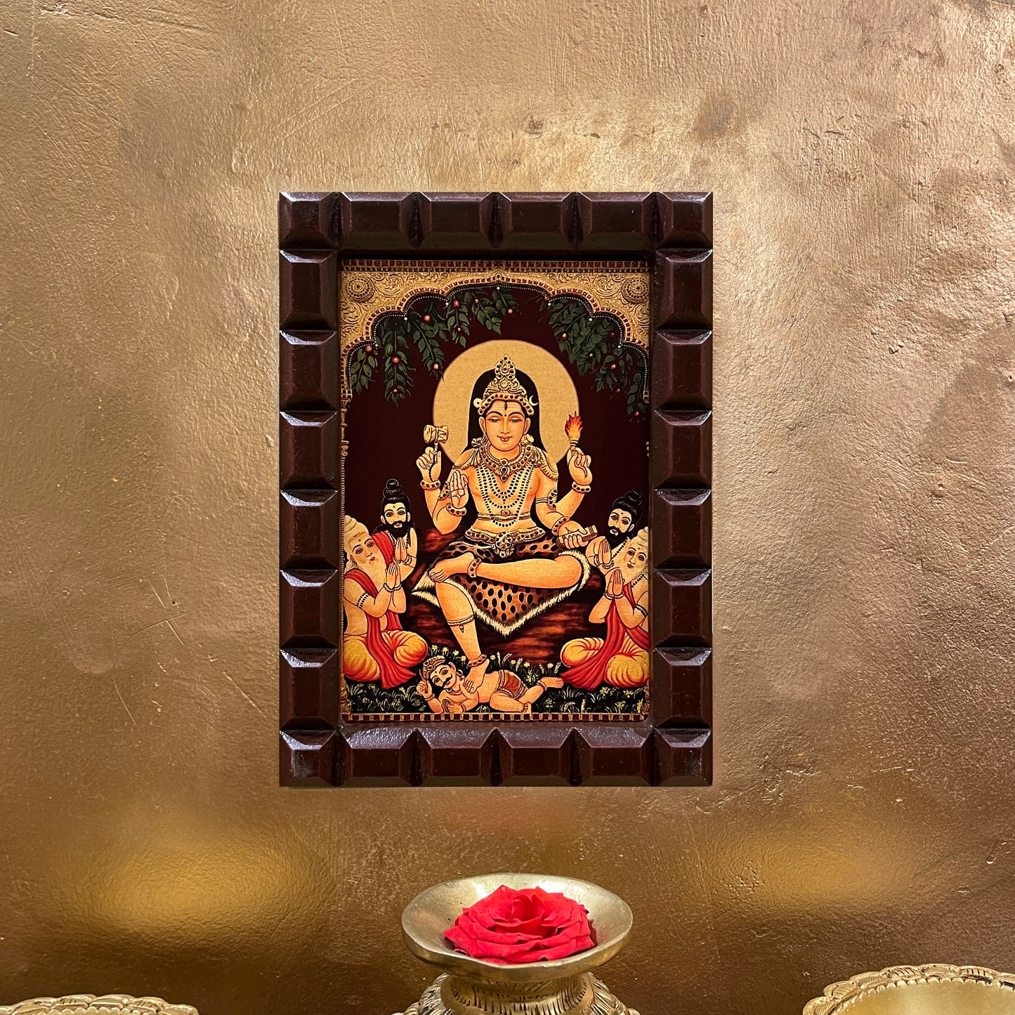 Gold Leafed Dakshinamurthy in Wooden frame