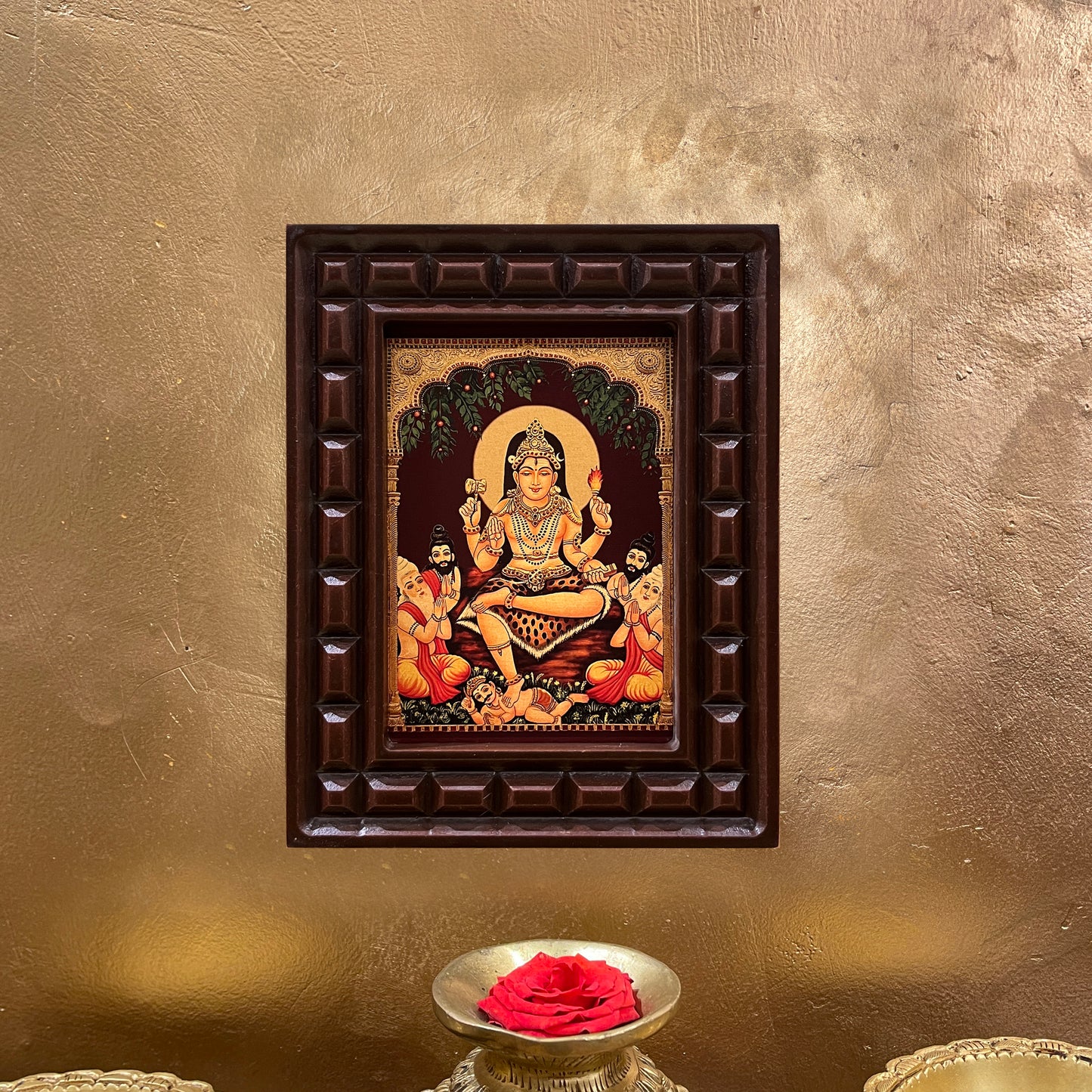 Gold Leafed Dakshinamurthy in Wooden frame