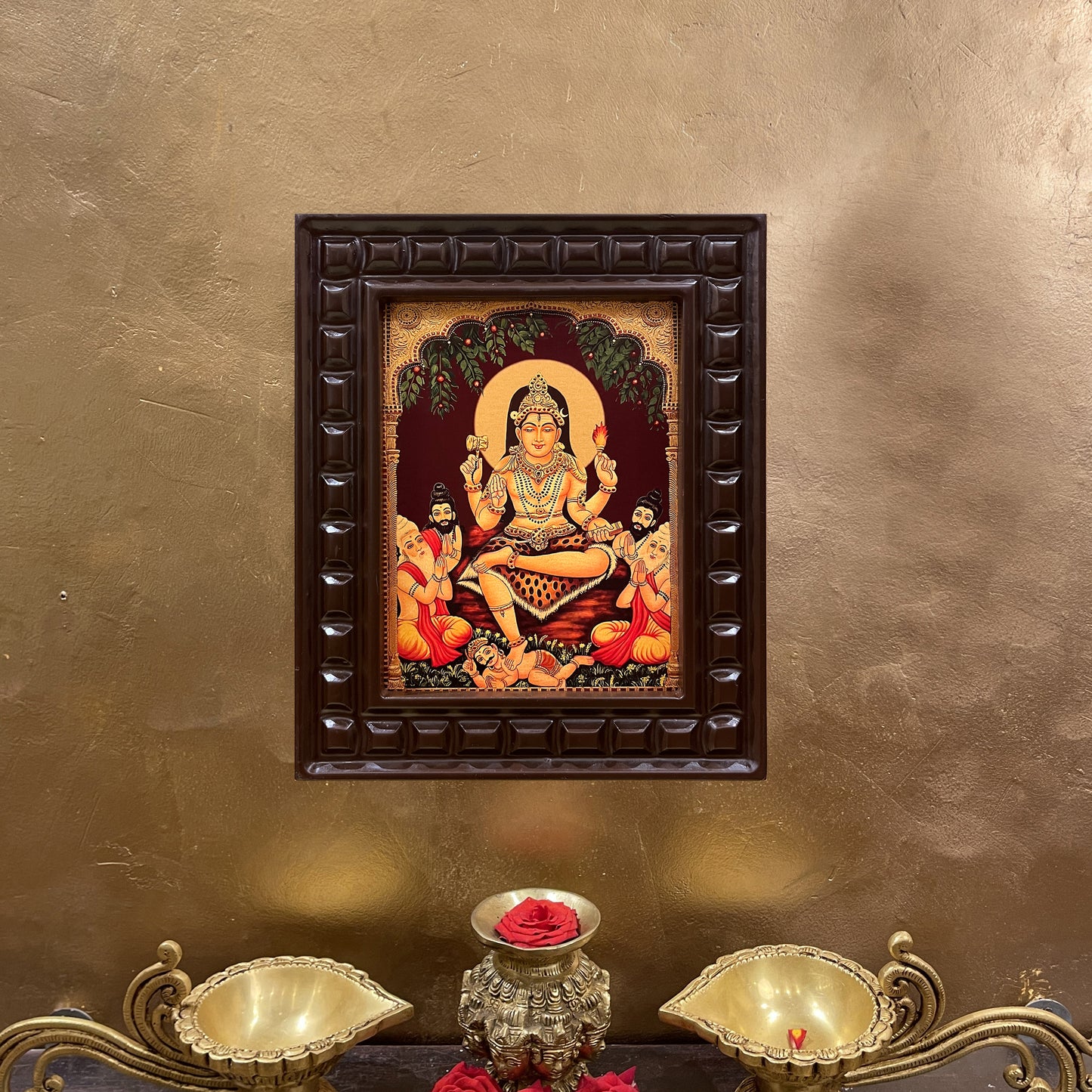 Gold Leafed Dakshinamurthy in Wooden frame