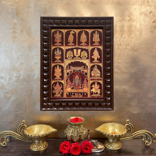 Dasha Avatar of Lord Vishnu | Gold Leaf Devotional Wall Art Frame