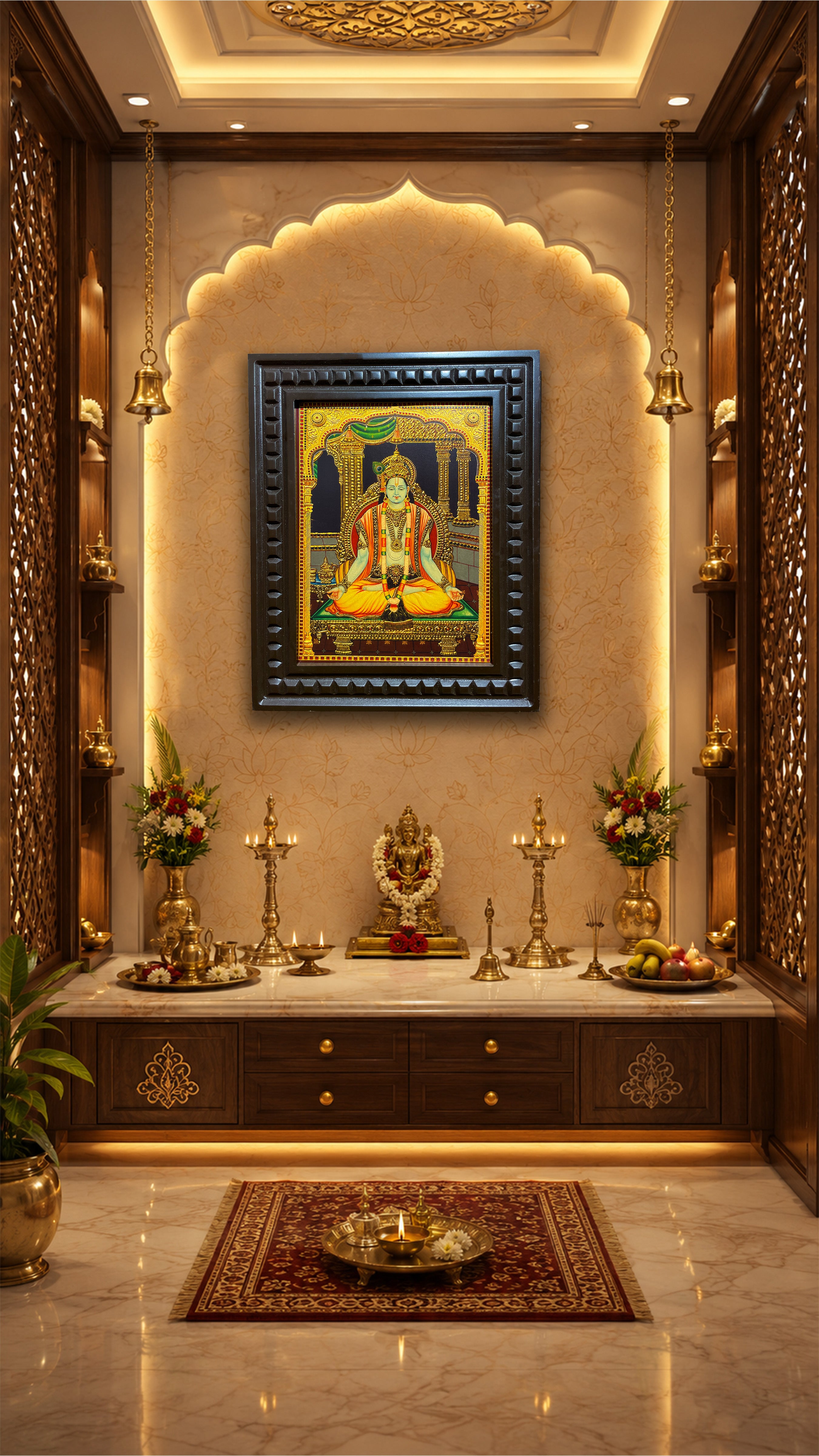 Badrinath Gold Leaf Painting | Luxury Engineered Wood Frame Wall Art – ESTUDIO