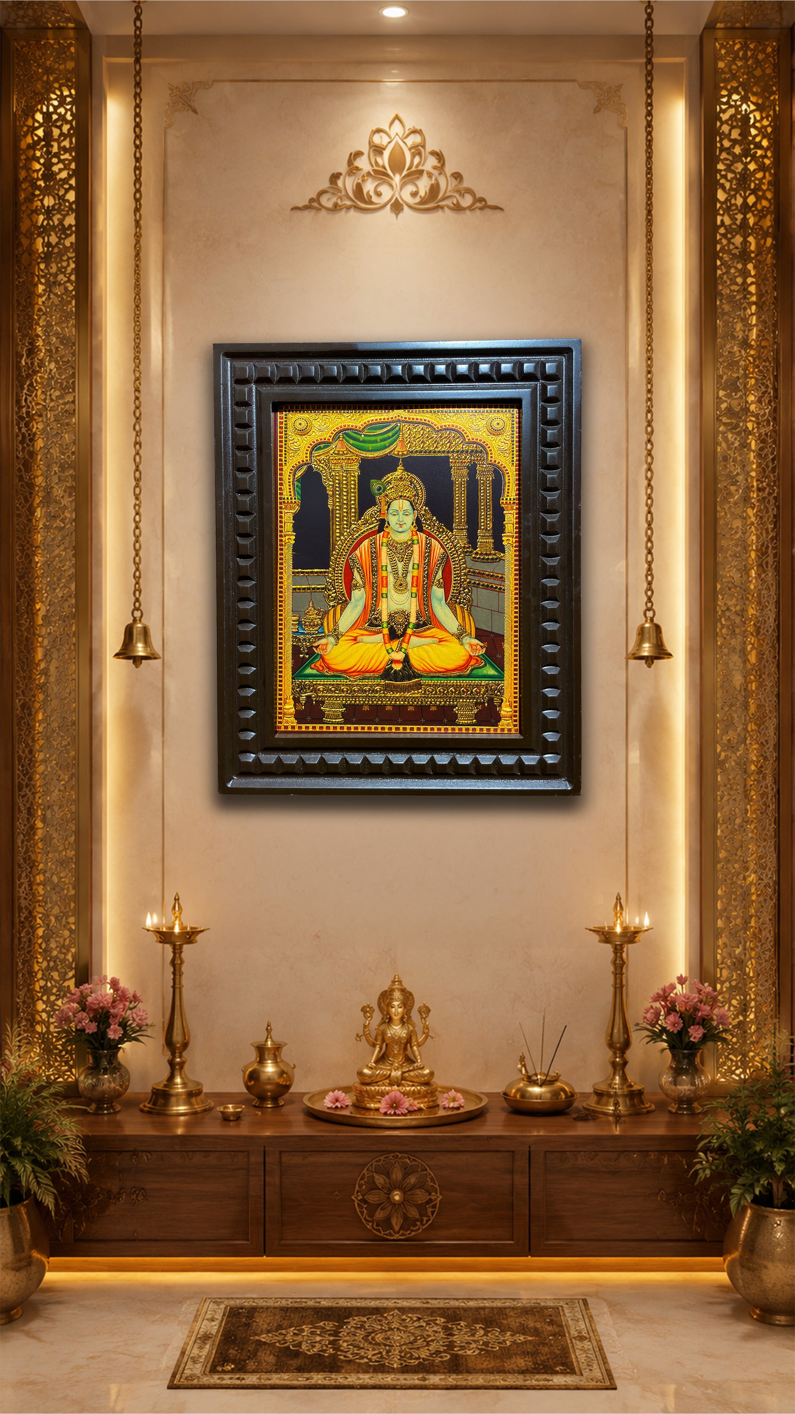 Badrinath Gold Leaf Painting | Luxury Engineered Wood Frame Wall Art – ESTUDIO