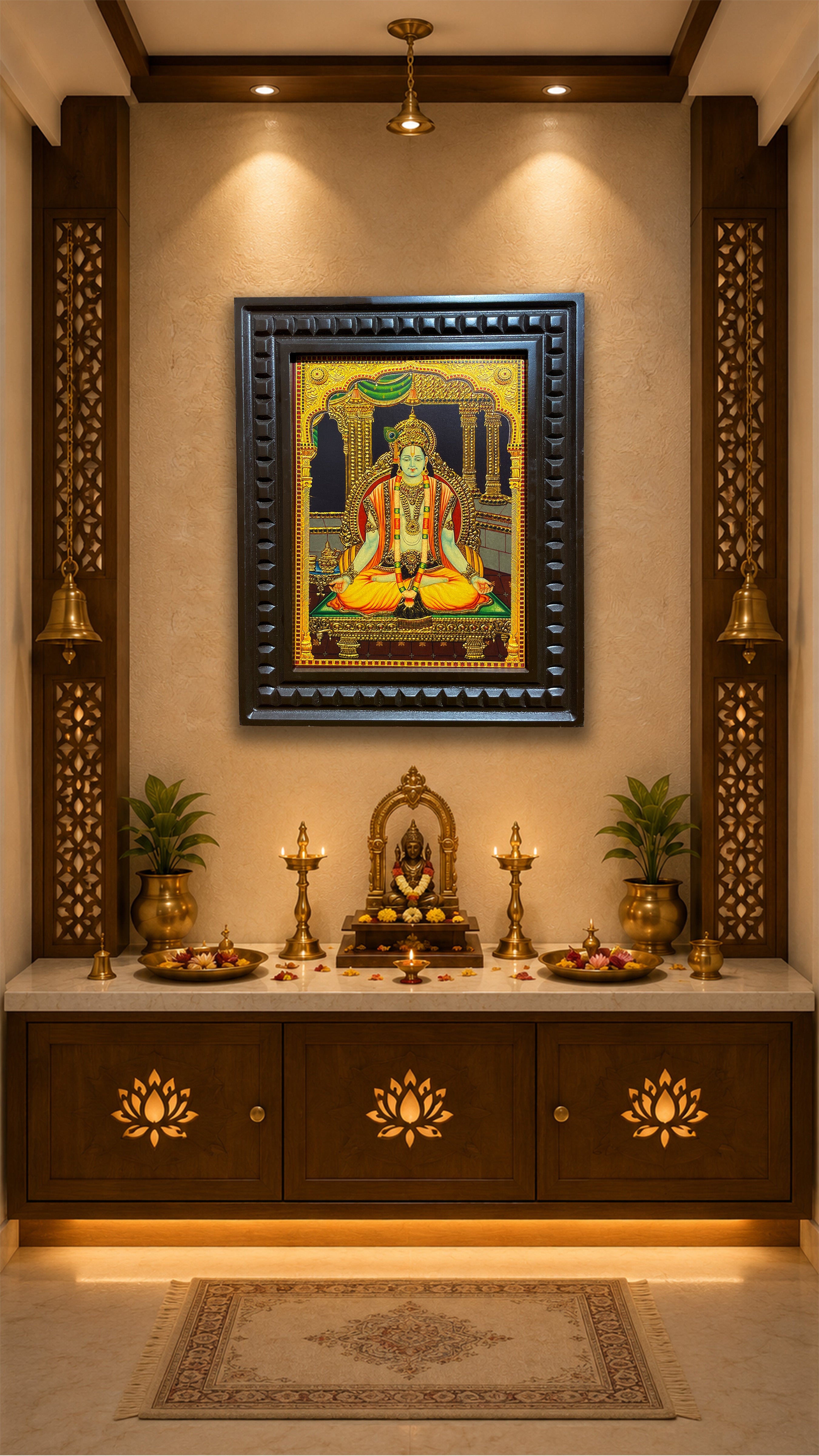 Badrinath Gold Leaf Painting | Luxury Engineered Wood Frame Wall Art – ESTUDIO