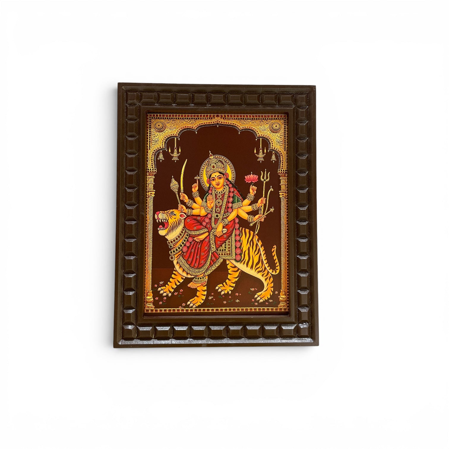 Durga Divine Grace Gold Leaf Art | Premium Framed Wall Decor for Pooja Room & Luxury Home by ESTUDIO