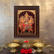 Gold Leafed Durga Devi in Wooden Frame