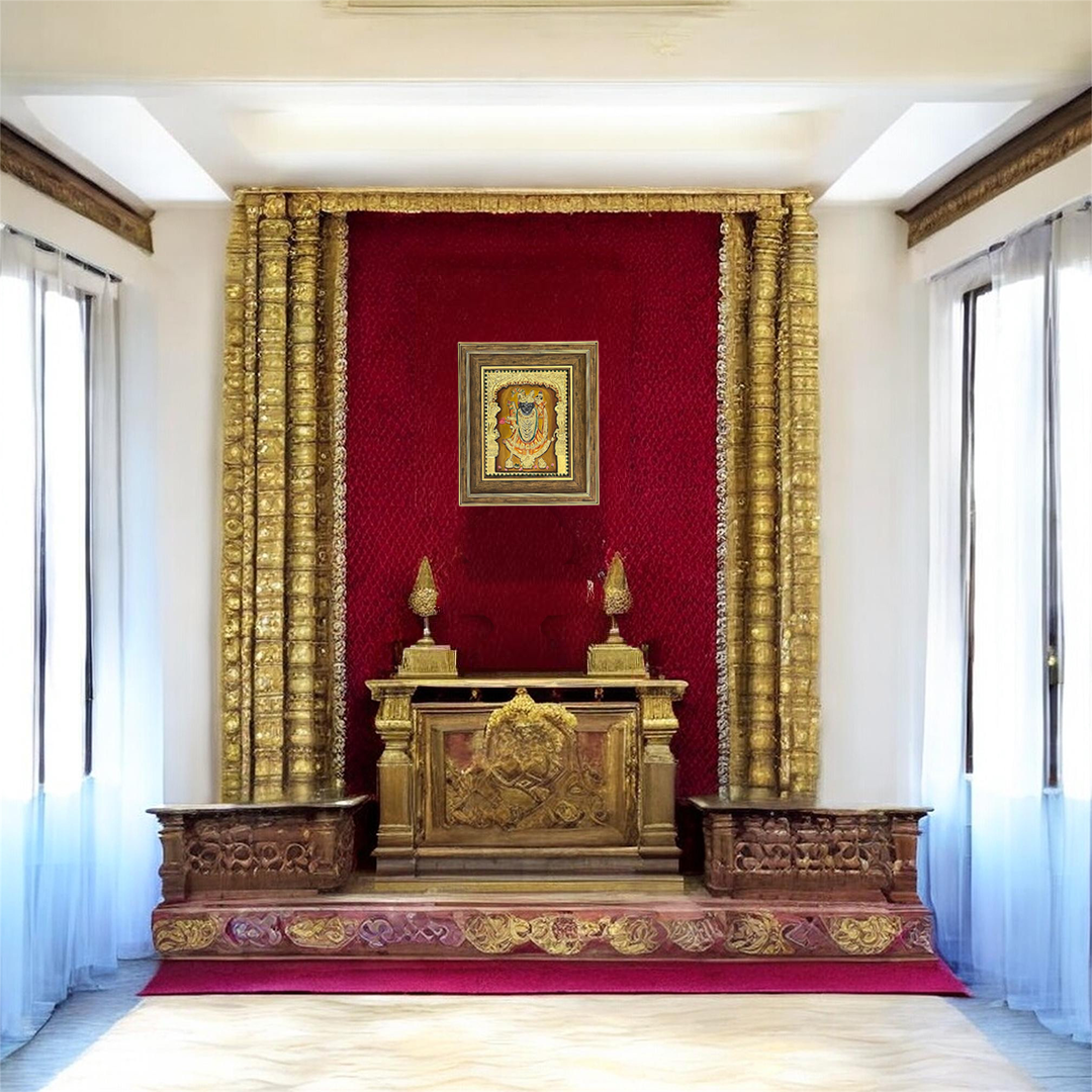 Hanuman & Shrinathji Tanjore Painting Set | Handmade Gold Foil Art | Traditional Wooden Frame Wall Decor