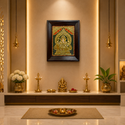 Lord Ganesha Tanjore Painting | Rosewood Frame | Luxury Pooja Room Wall Art