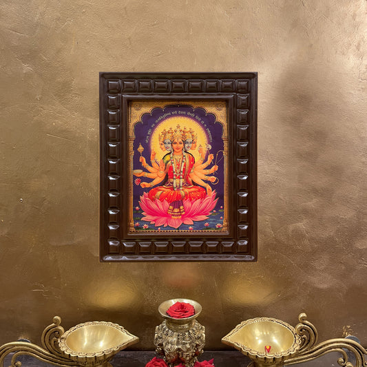 Gold Leafed Gayatri Devi in Wooden Frame