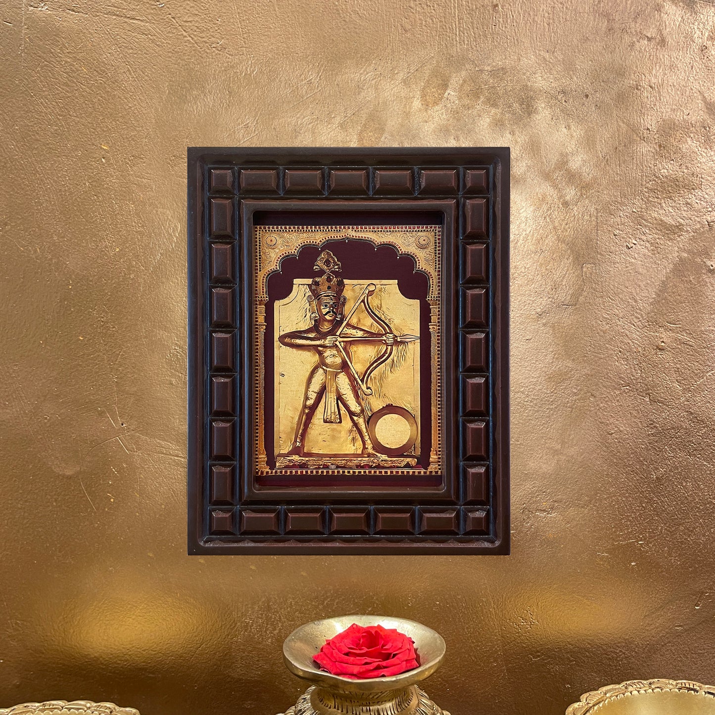 Lord Ghantakarna Gold Leafed Art in Wooden Frame