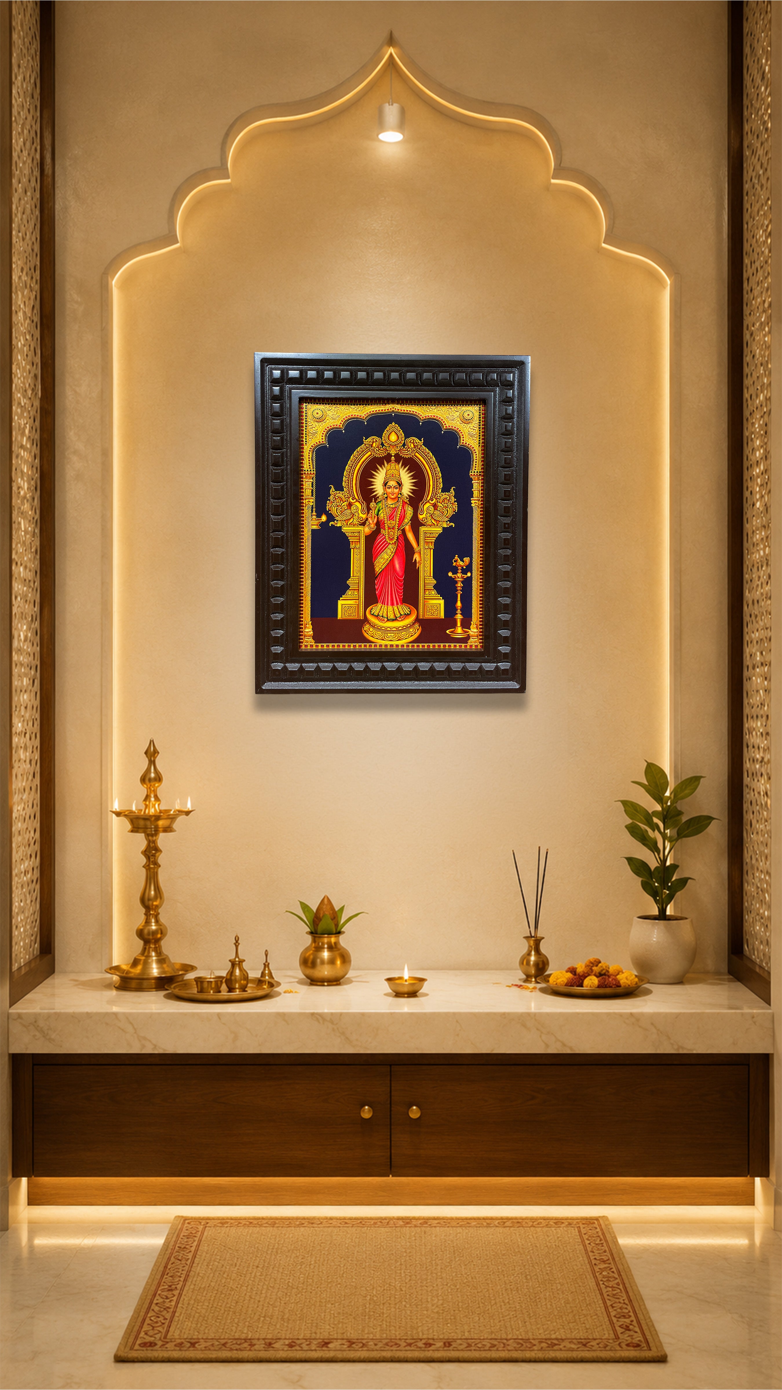 Gowri Amman Wall Art Frame | Divine Hindu Goddess Decor for Pooja Room | Premium Wooden Framed Artwork by ESTUDIO