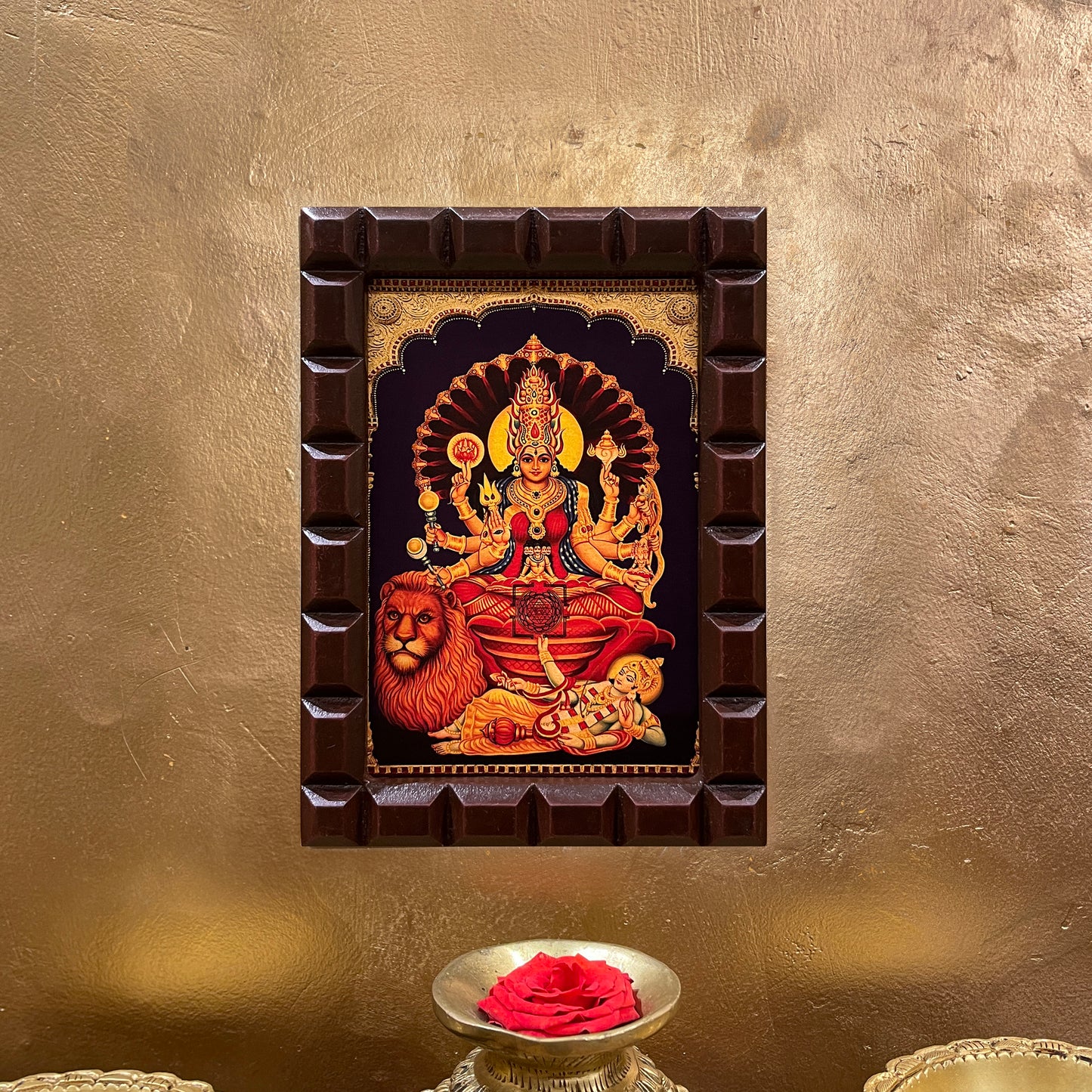 Gold Leafed Jagajanani in Wooden Frame