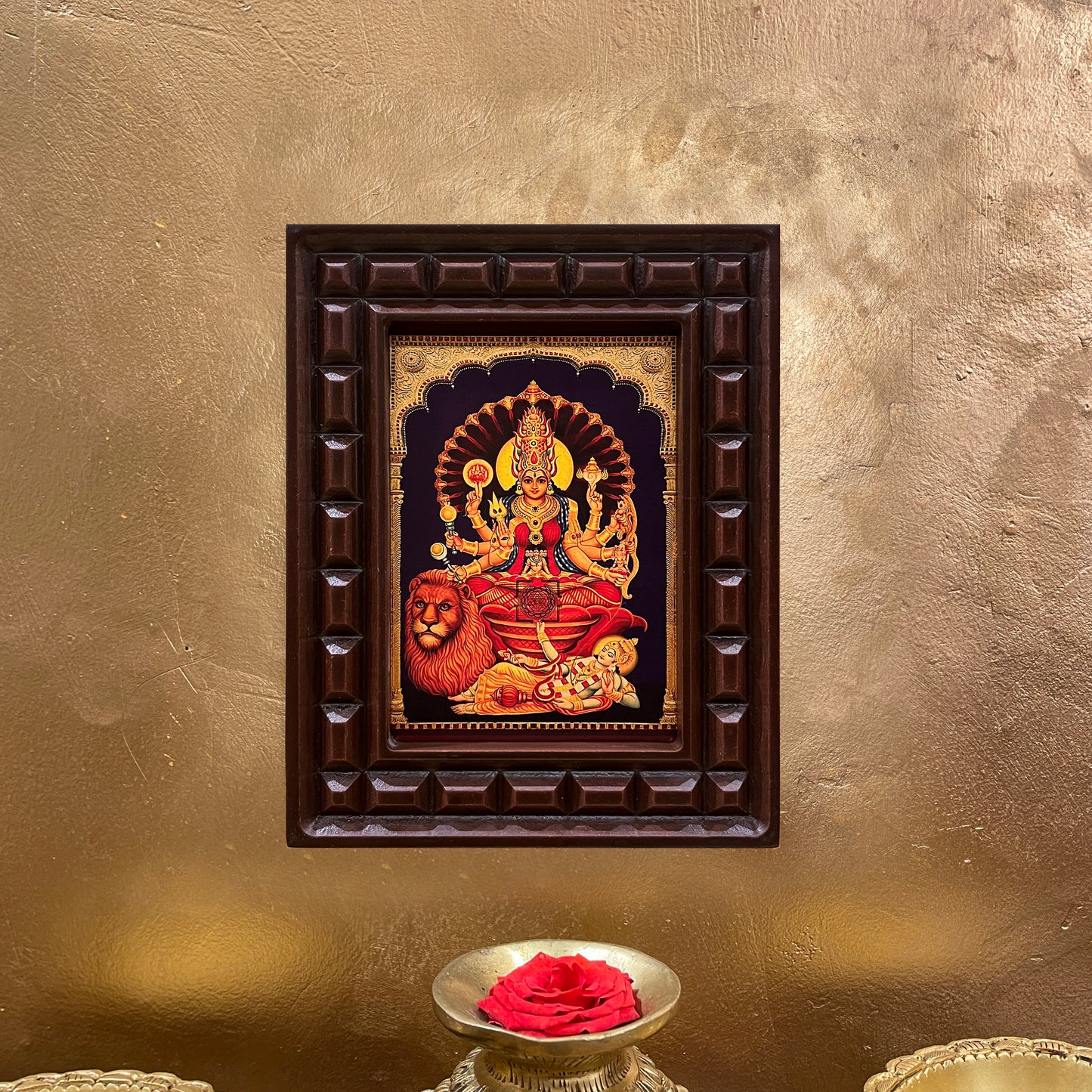Gold Leafed Jagajanani in Wooden Frame