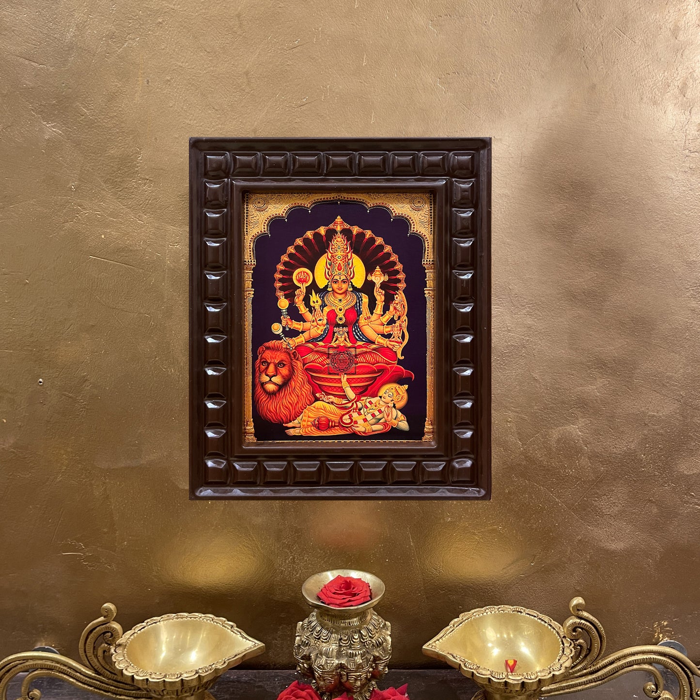 Gold Leafed Jagajanani in Wooden Frame