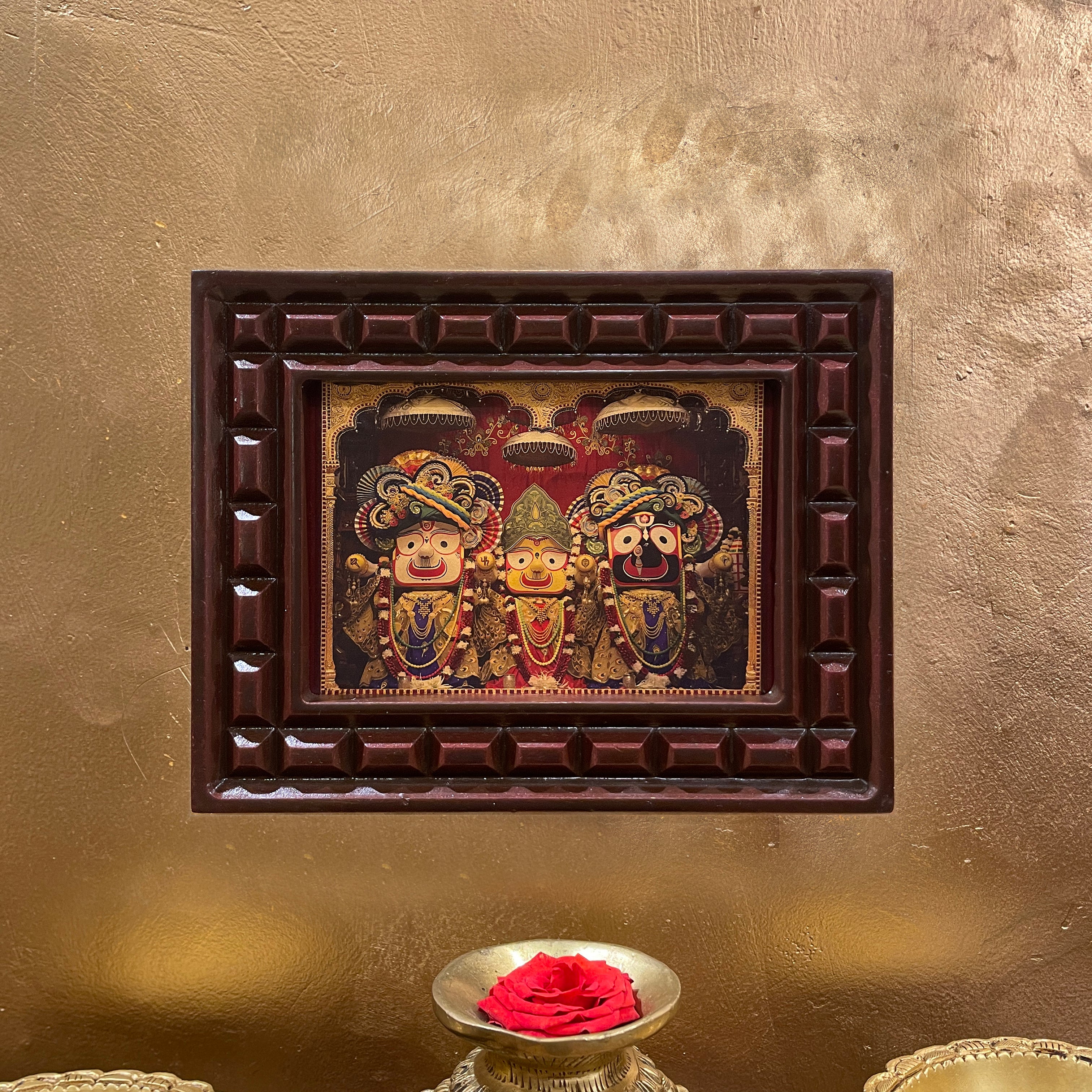 Jagannath Puri Devotional Art Frame | Lord Jagannath with Balabhadra & Subhadra