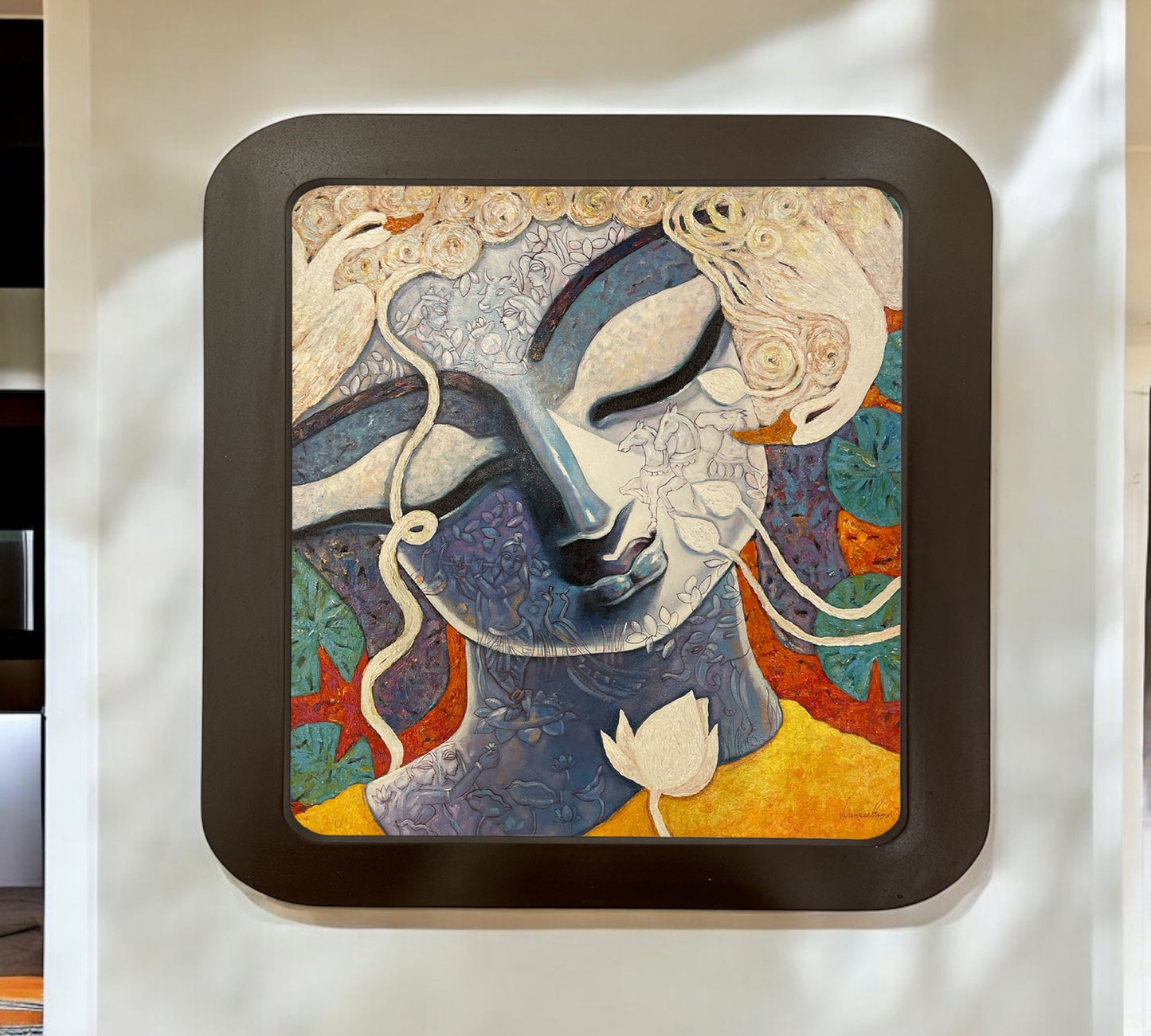 Radha Krishna & Swan Canvas