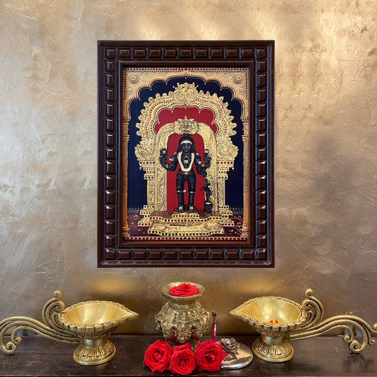 Gold Leafed Kala Bhairava in Wooden Frame