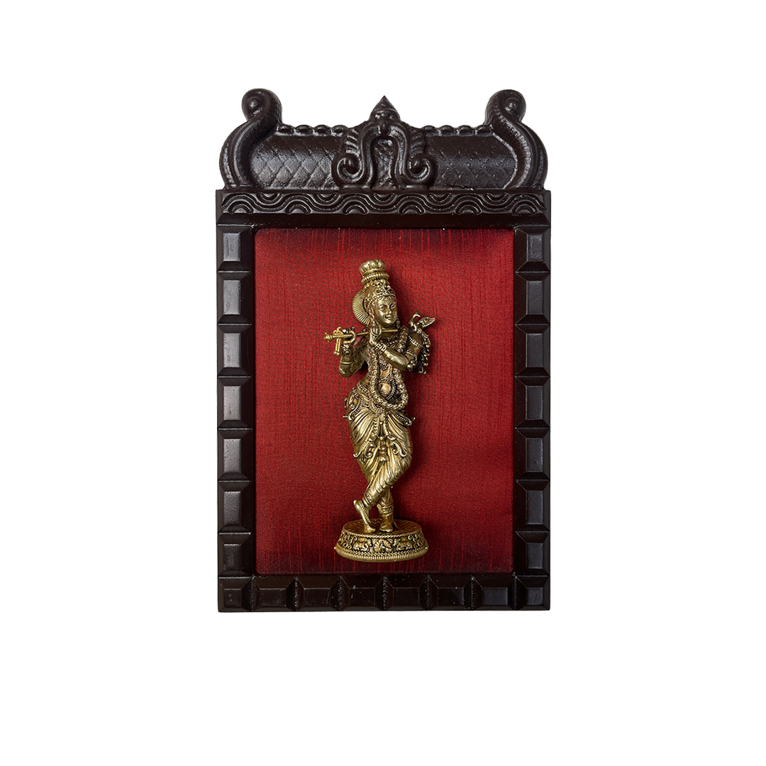 17 Gods Brass Frame Wall Décor | Premium Engineer Wooden Frame with Red Silk Backdrop | (Per Frame Price 9,555)