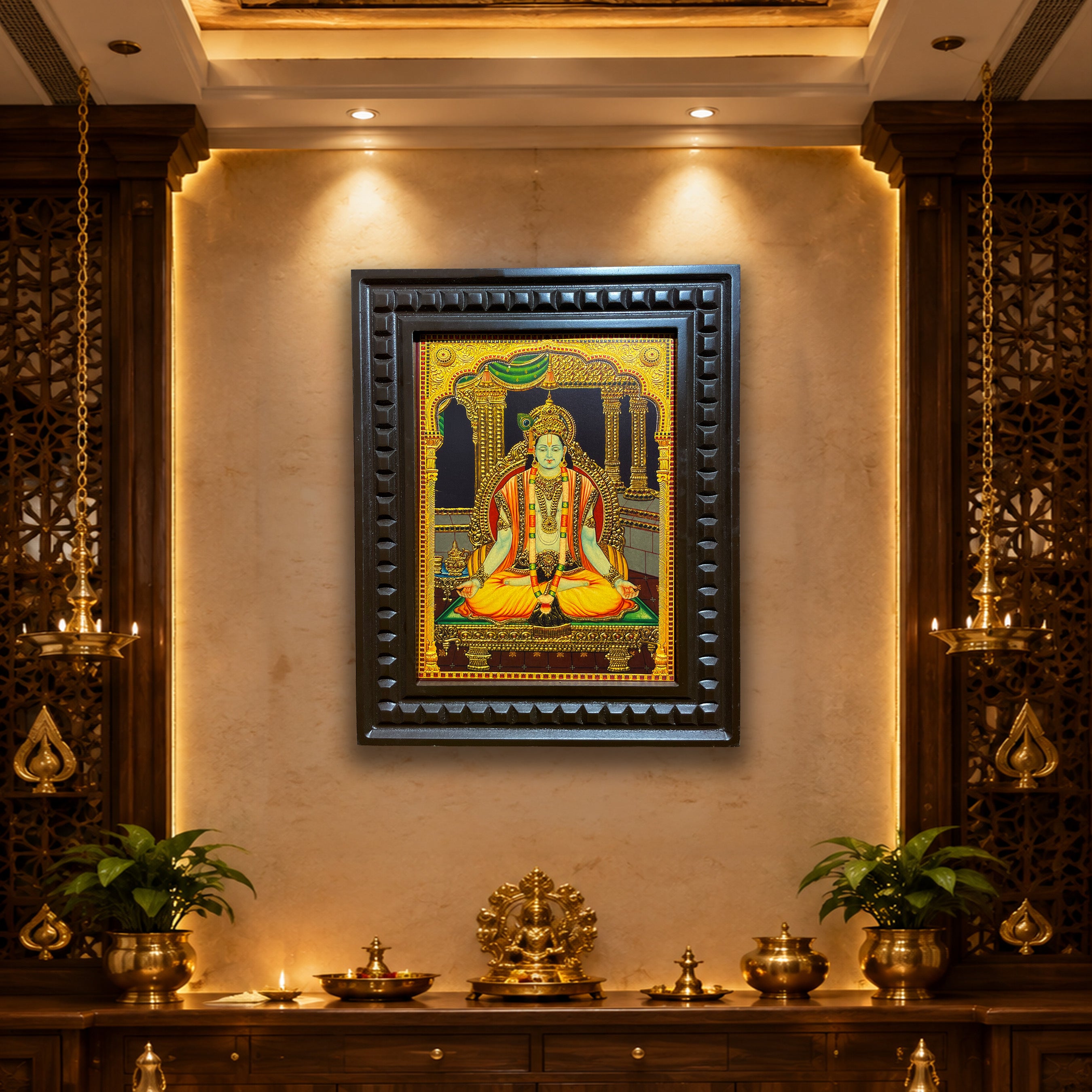 Badrinath Gold Leaf Painting | Luxury Engineered Wood Frame Wall Art – ESTUDIO