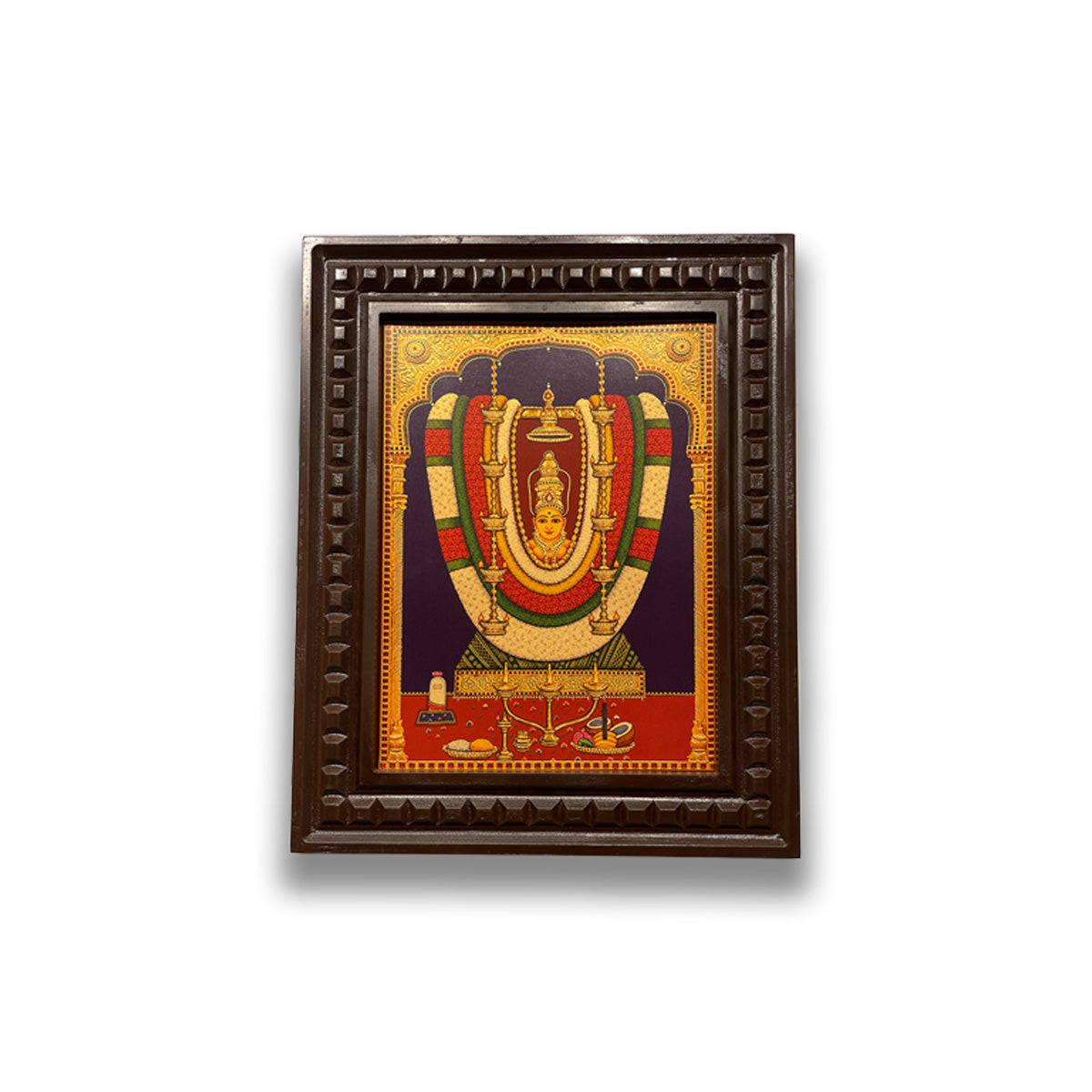 Meenkulathi Bhagavathi Amman Wooden Frame | Premium Hindu Goddess Wall Decor | Devotional Pooja Room Artwork