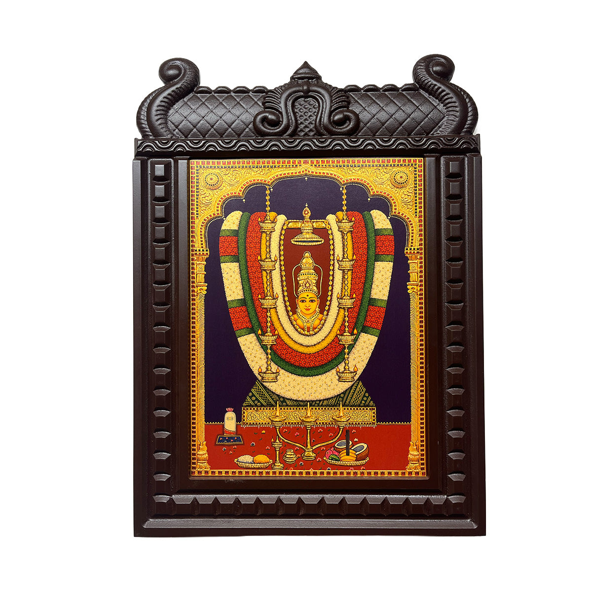 Meenkulathi Bhagavathi Amman Engineered Wooden Frame | Premium Hindu Temple Wall Decor | Divine Shakti Blessing Artwork for Pooja Room & Home
