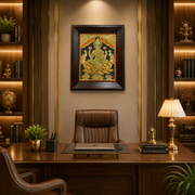 Goddess Lakshmi Tanjore Painting | Rosewood Frame Luxury Living Room Wall Art