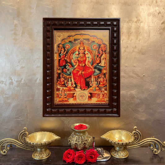 Lalitha Tripura Sundari Gold Leafed Art in Wooden Frame