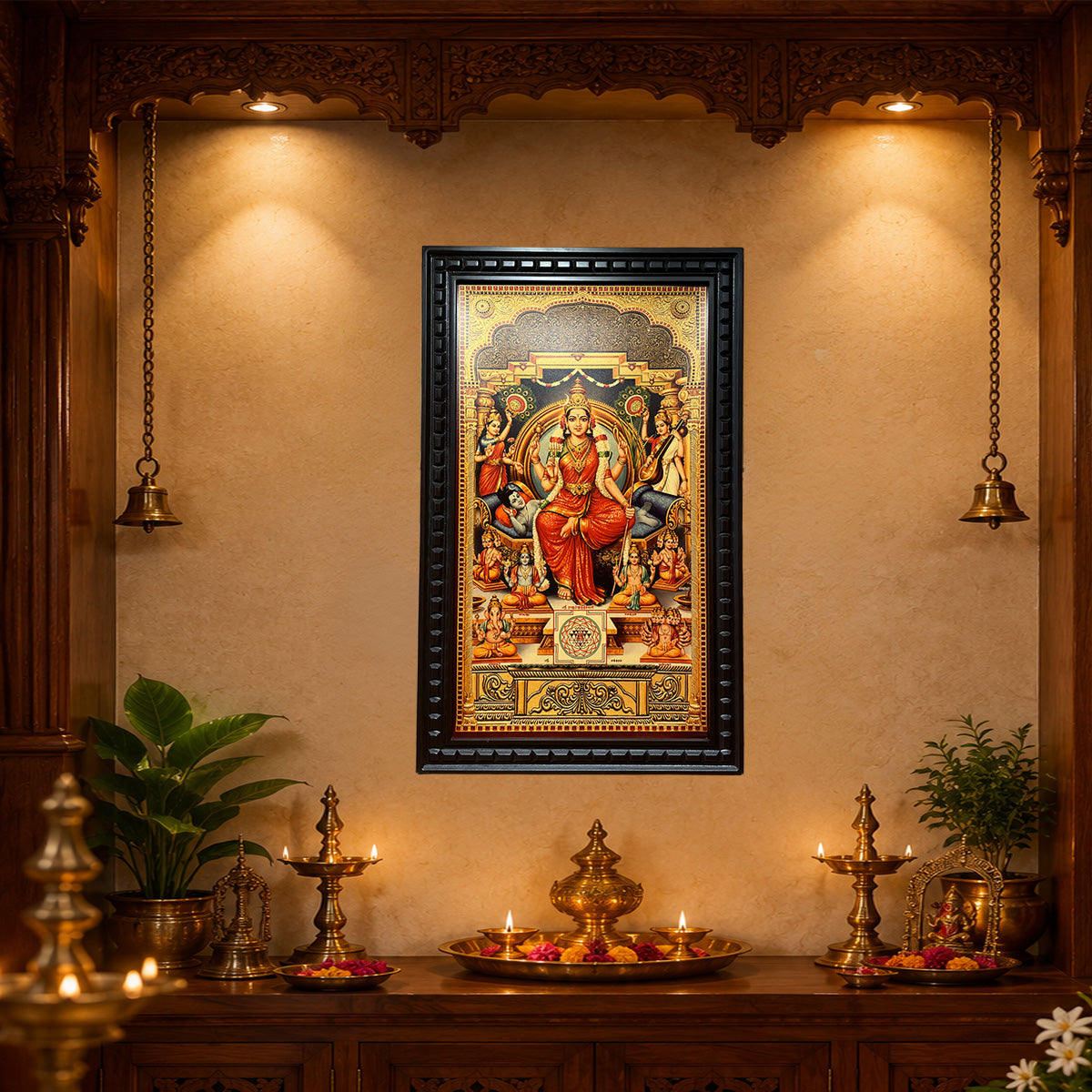Lalitha Tripura Sundari Gold Leaf Wall Art | Premium Divine Mother Frame by ESTUDIO