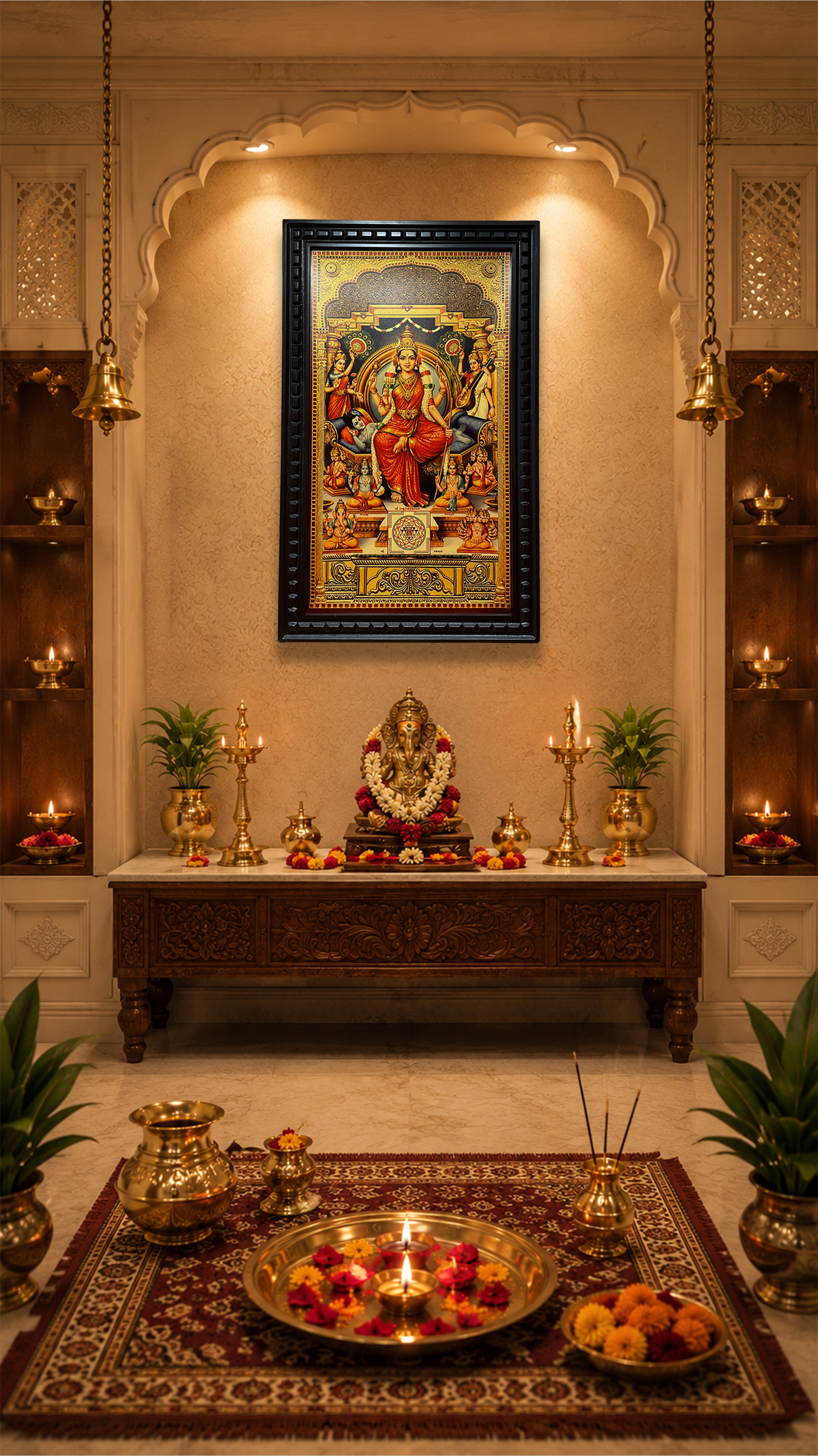 Lalitha Tripura Sundari Gold Leaf Wall Art | Premium Divine Mother Frame by ESTUDIO