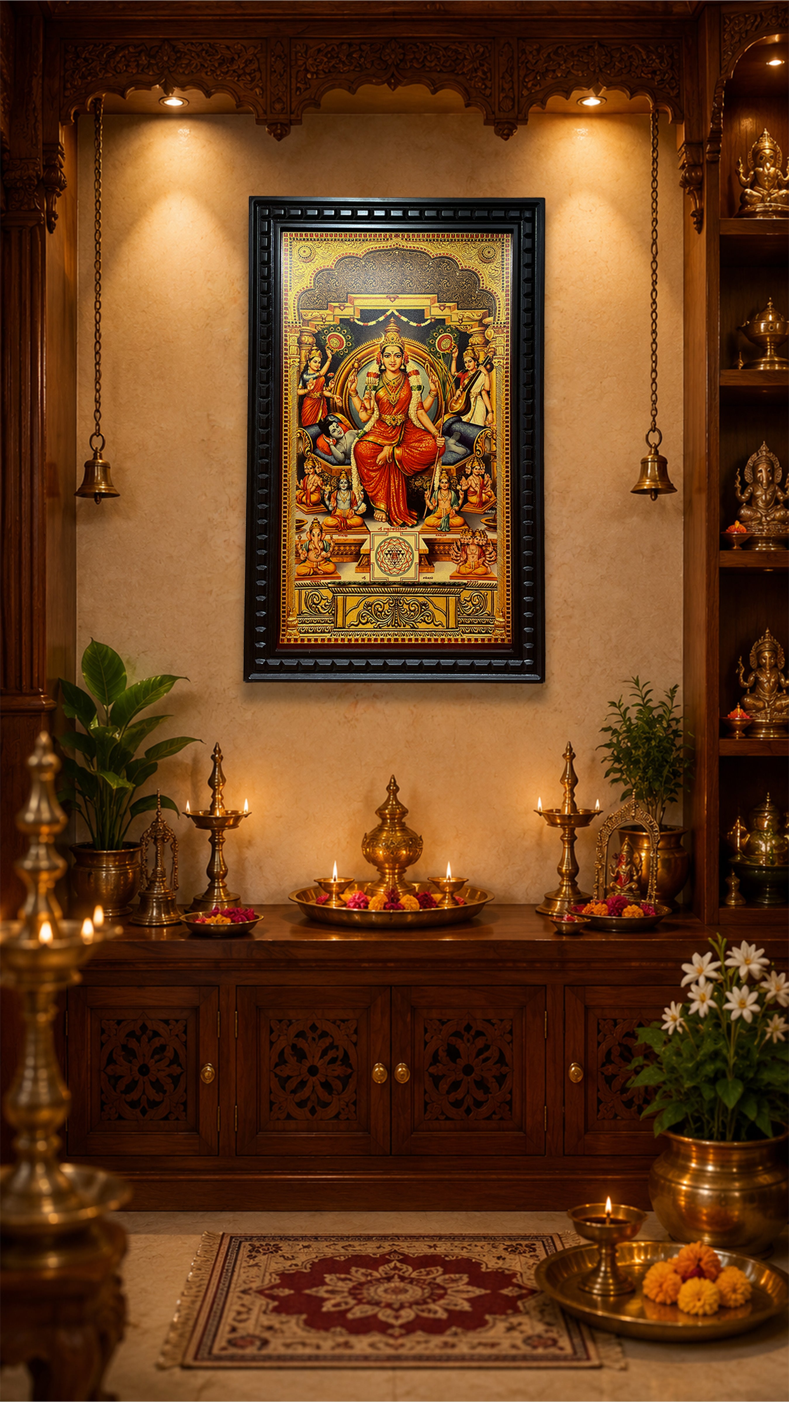 Lalitha Tripura Sundari Gold Leaf Wall Art | Premium Divine Mother Frame by ESTUDIO