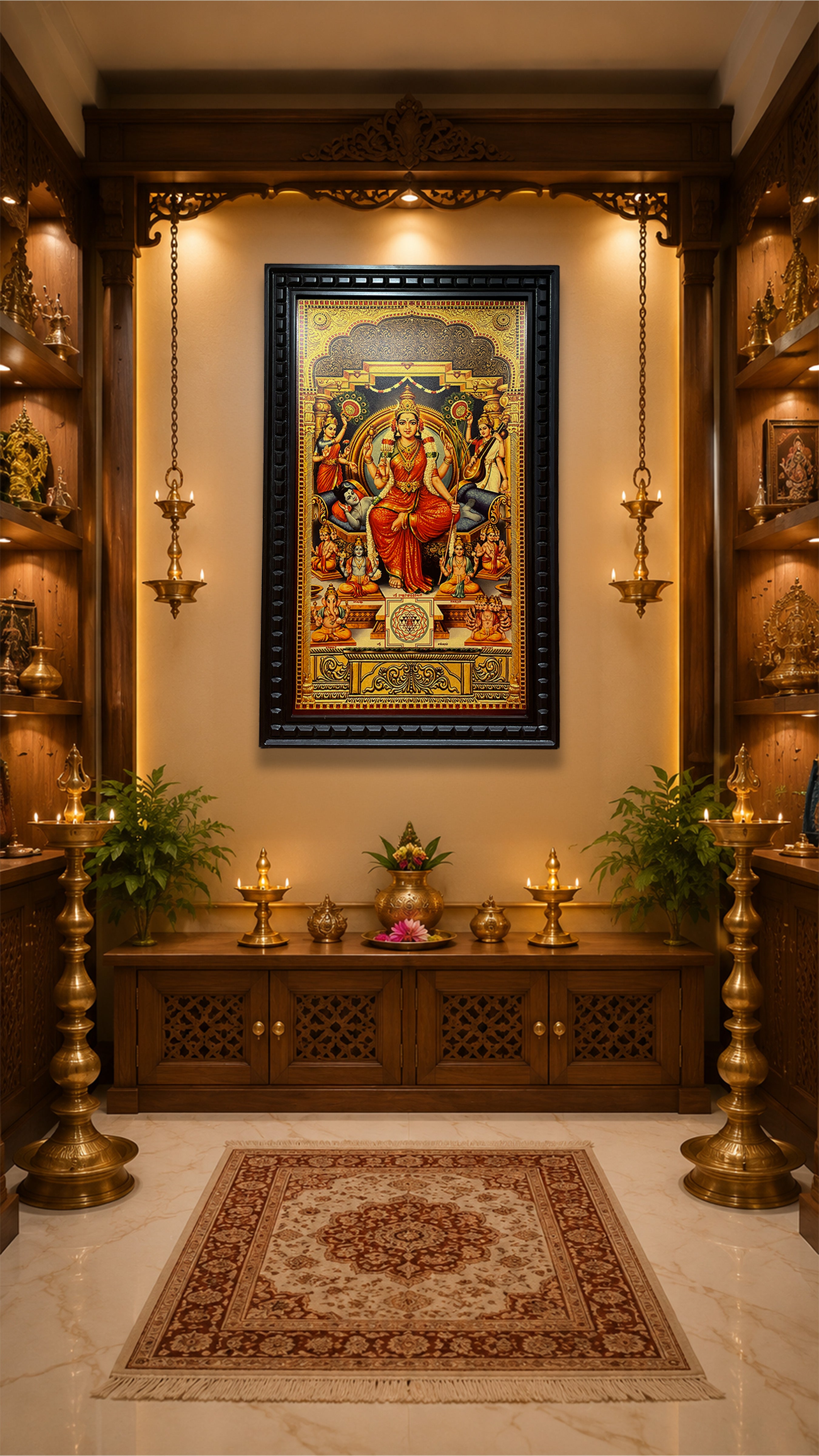 Lalitha Tripura Sundari Gold Leaf Wall Art | Premium Divine Mother Frame by ESTUDIO