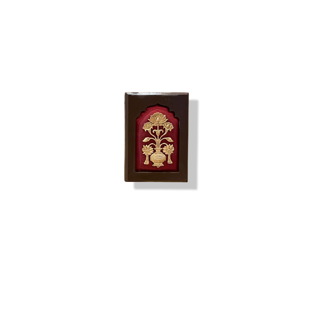 10 Auspicious Elements Wall Art Set with Kubera Center | Red Silk Backdrop Wooden Frame | Luxury Vastu Decor for Home Entrance & Living Room