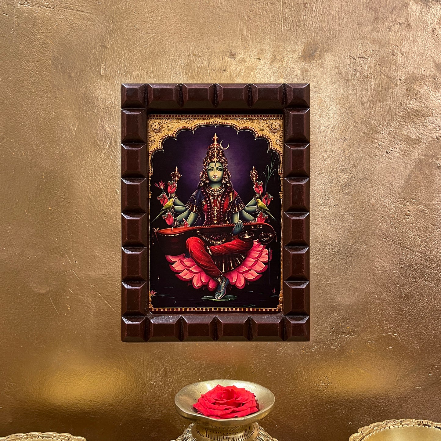 Gold Leafed Matangi Devi in Wooden Frame