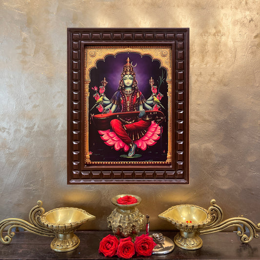 Gold Leafed Matangi Devi in Wooden Frame