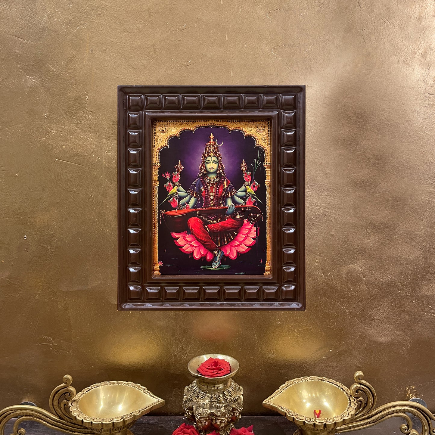 Gold Leafed Matangi Devi in Wooden Frame