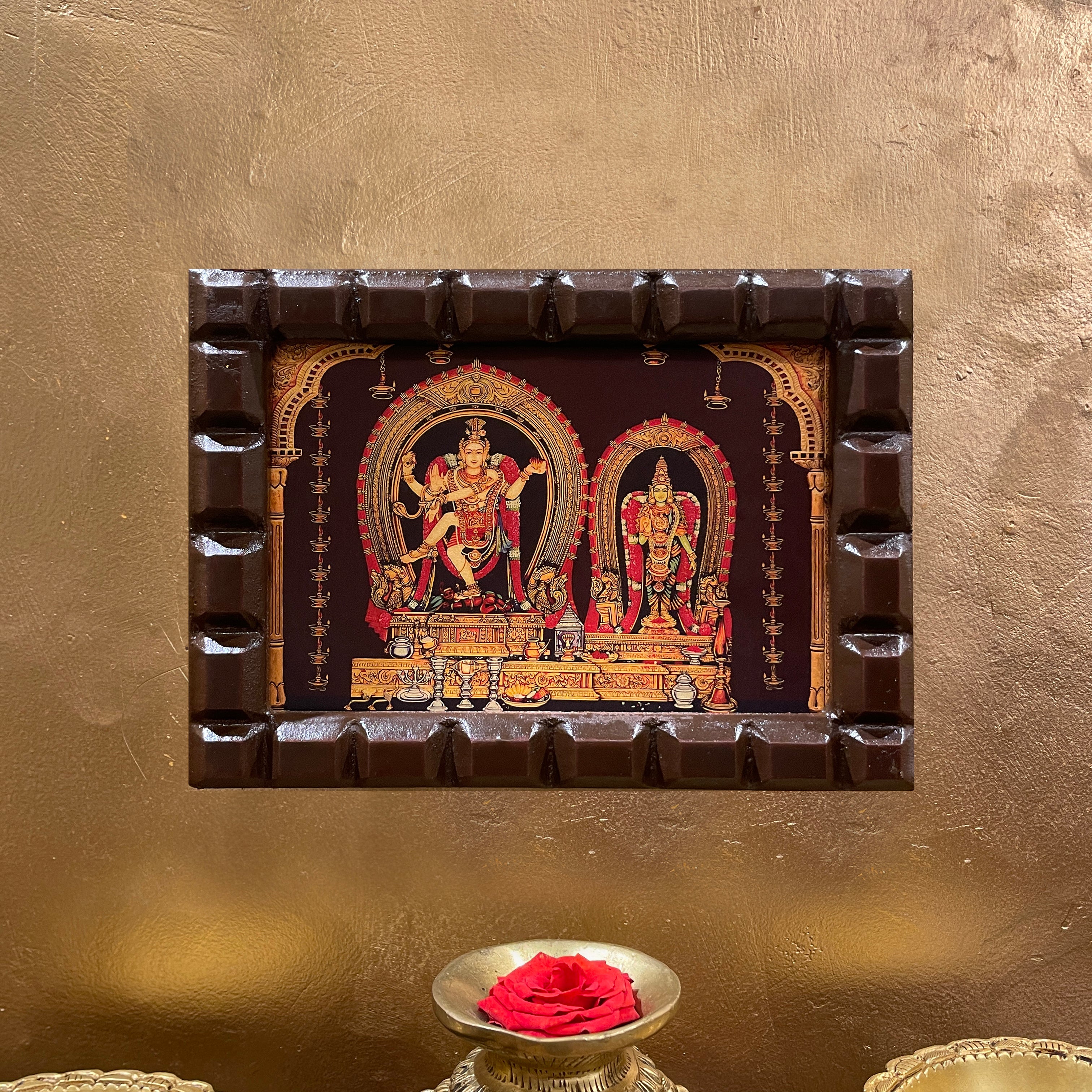Chidambaram Nataraja with Sivakamasundari Devi Devotional Art Frame | Cosmic Dance of Shiva