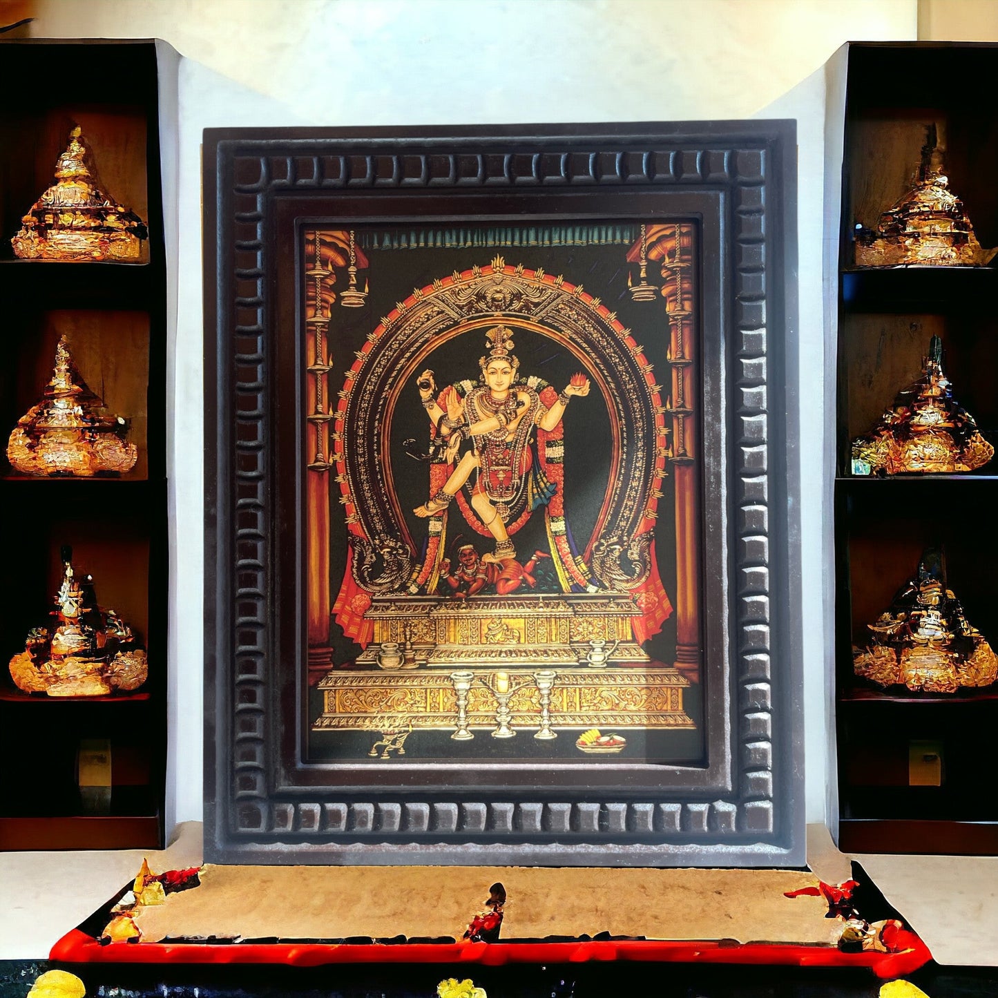 Gold Leafed Art Natraj With Wooden Frame