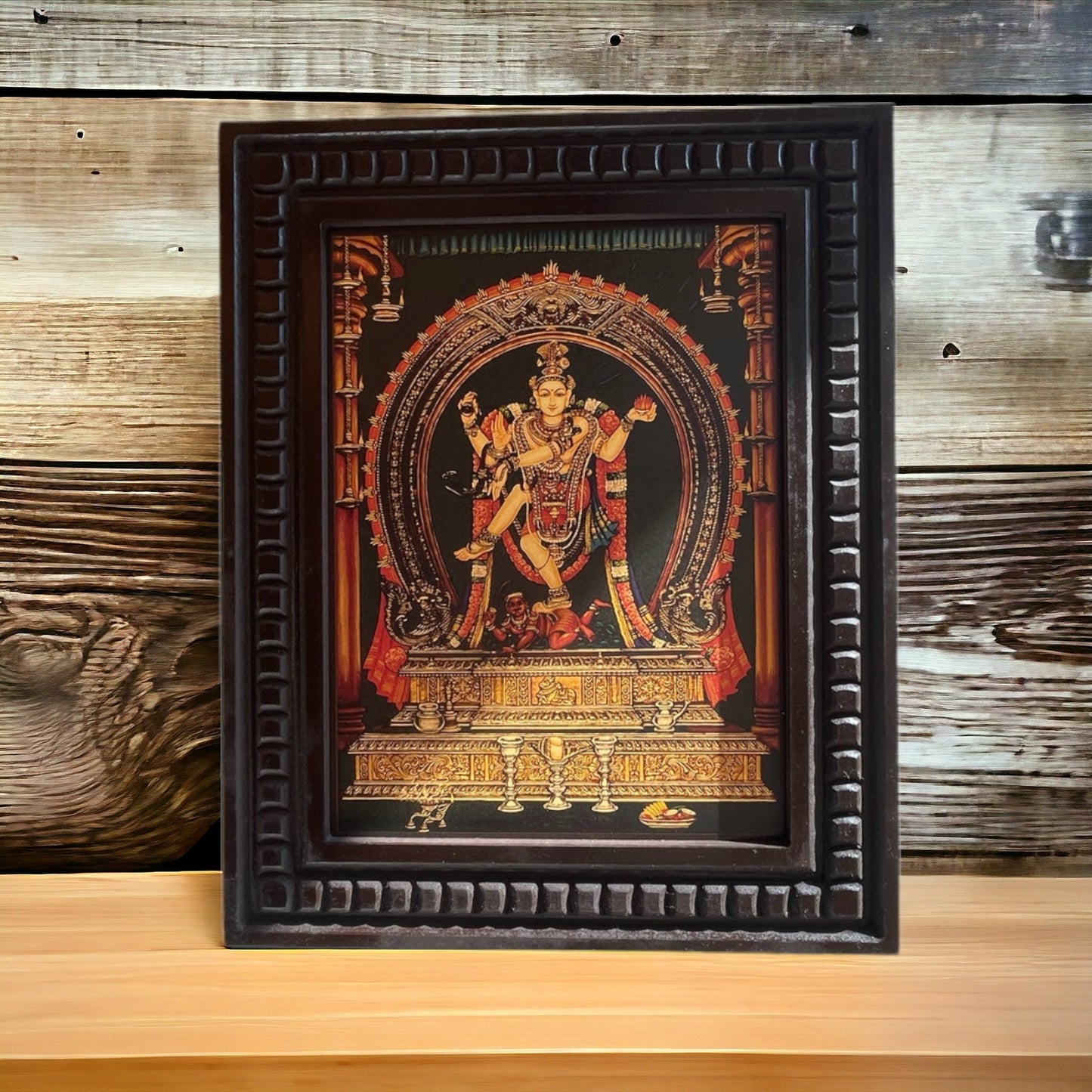 Gold Leafed Art Natraj With Wooden Frame